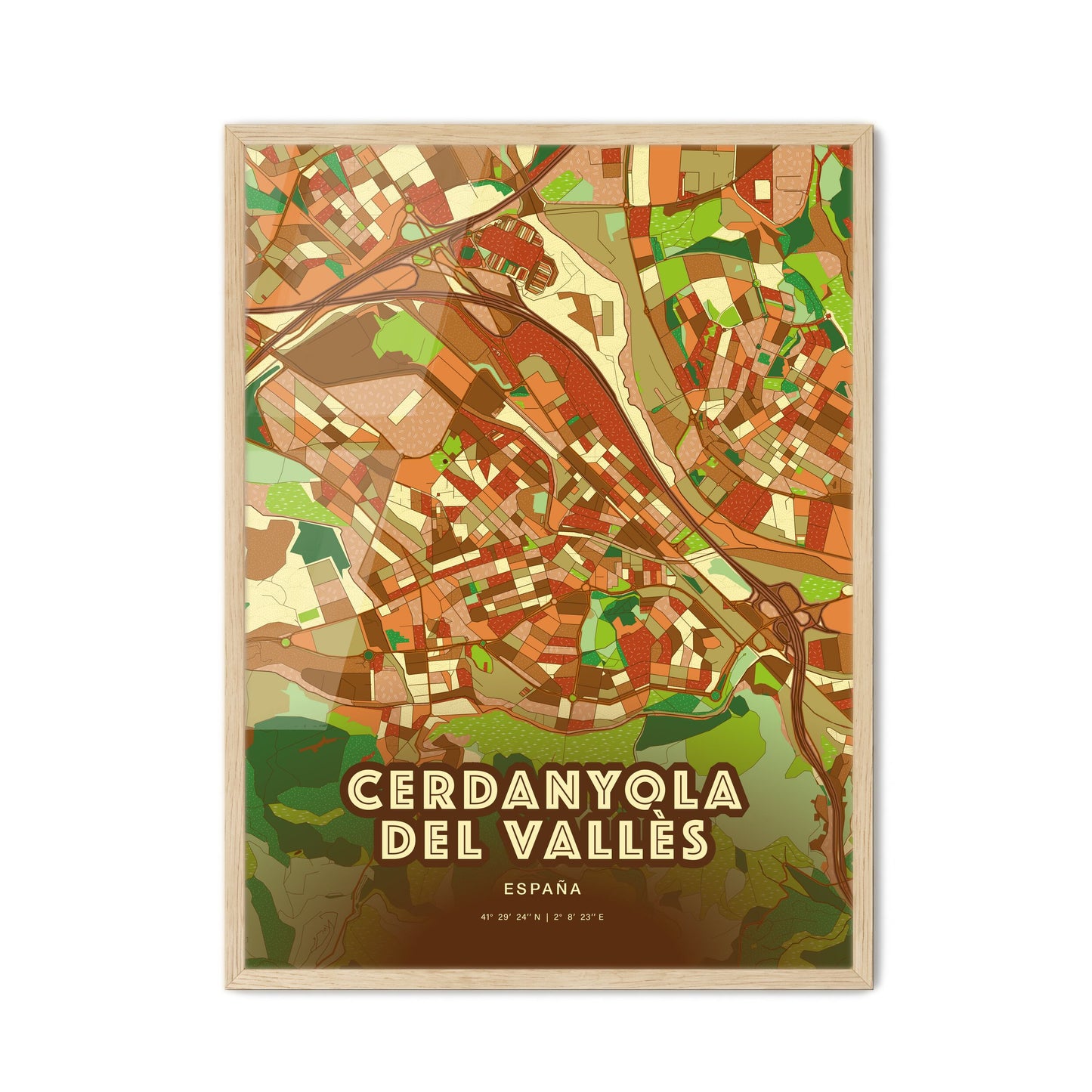 Colorful CERDANYOLA DEL VALLÈS SPAIN Fine Art Map Farmhouse