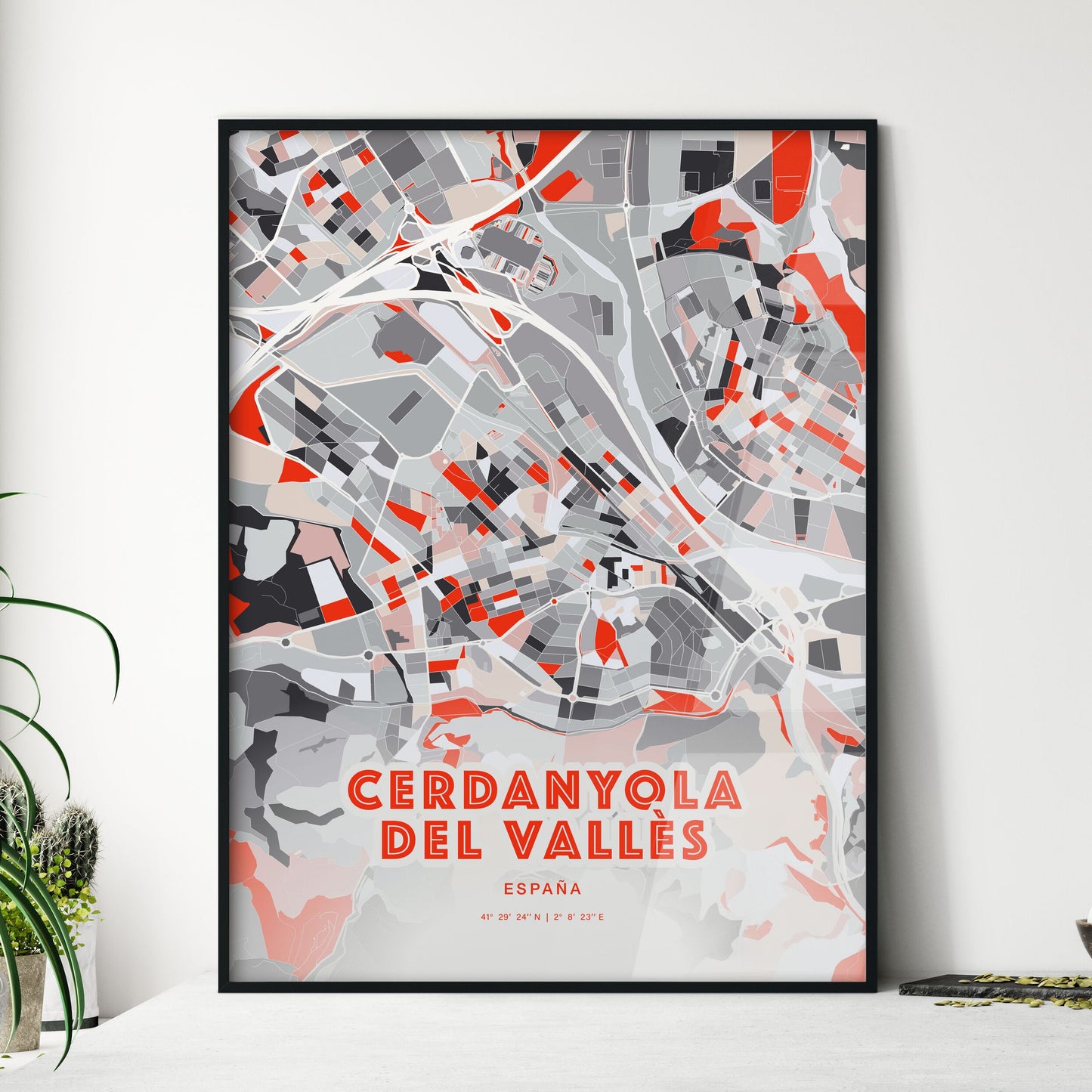 Colorful CERDANYOLA DEL VALLÈS SPAIN Fine Art Map Modern