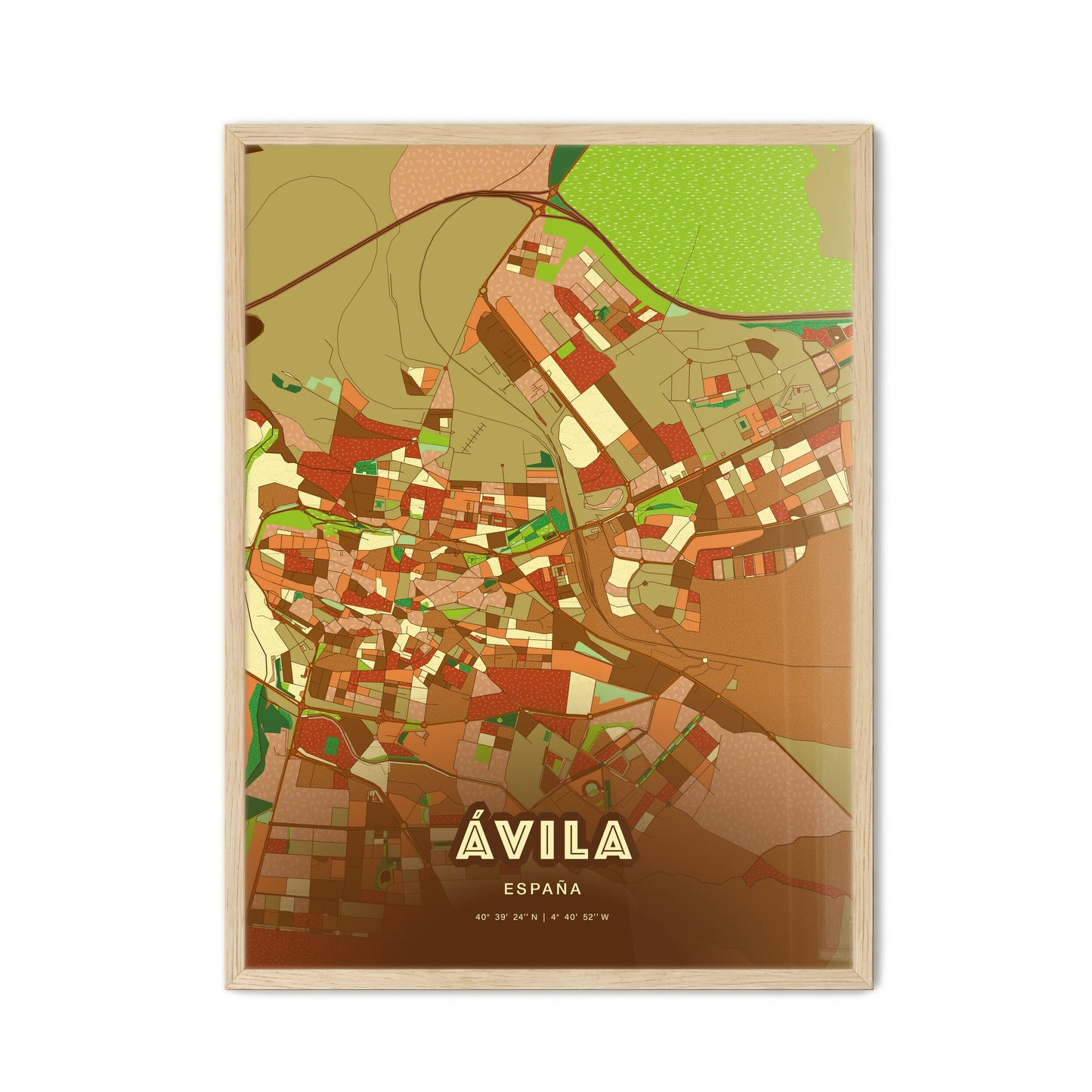 Colorful ÁVILA SPAIN Fine Art Map Farmhouse