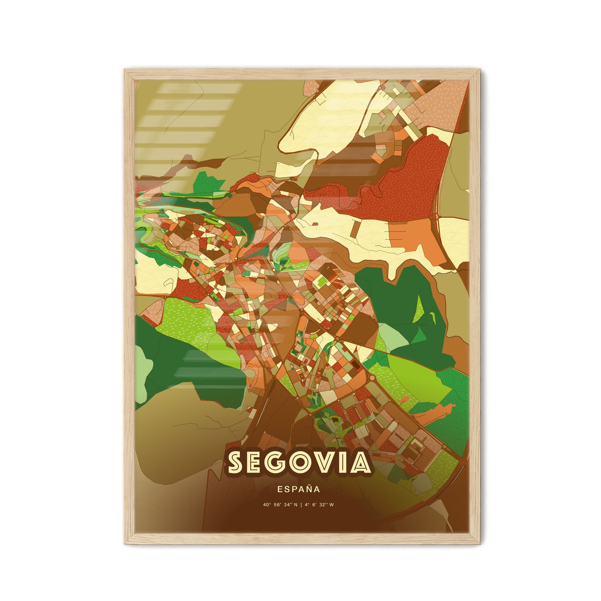 Colorful SEGOVIA SPAIN Fine Art Map Farmhouse