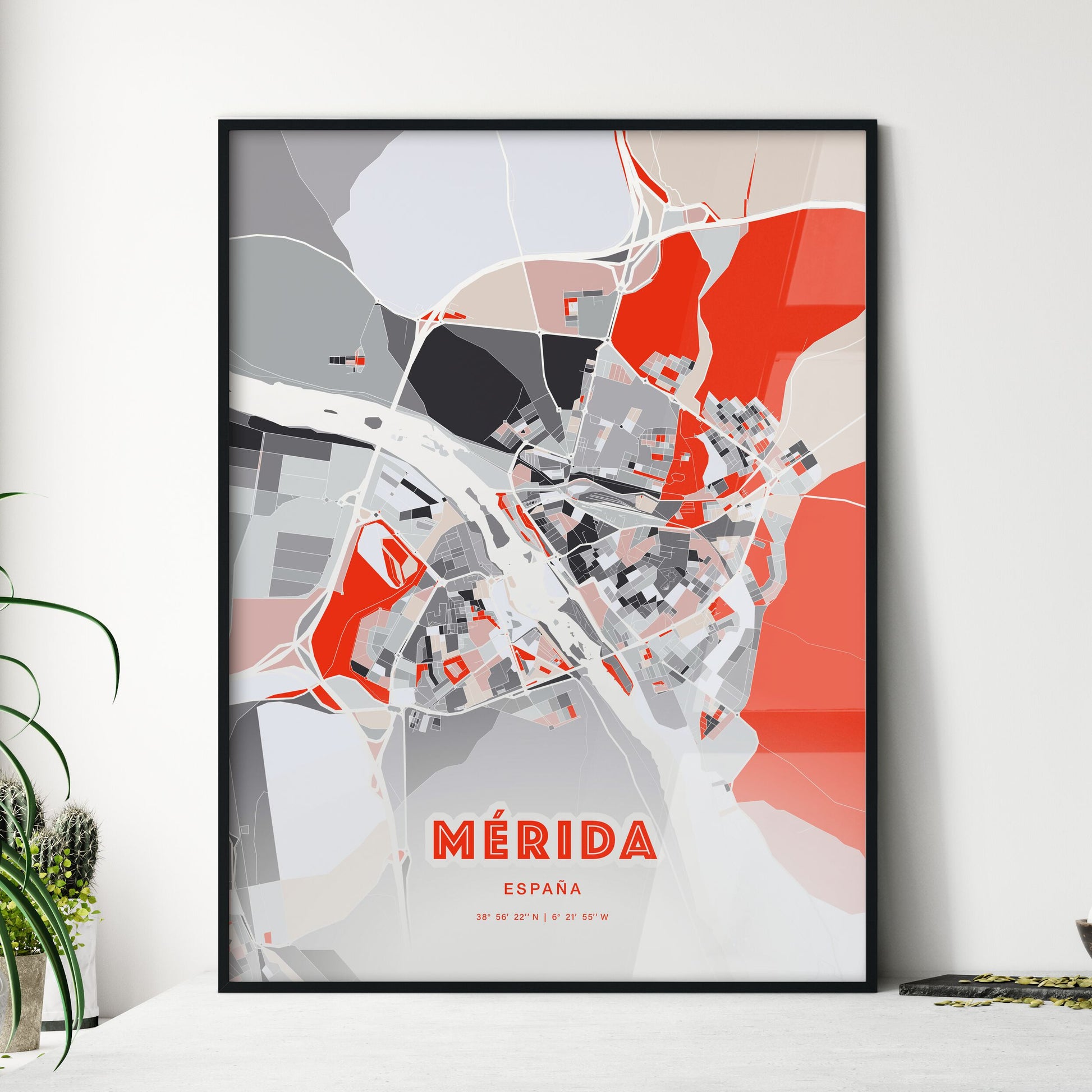 Colorful MÉRIDA SPAIN Fine Art Map Modern