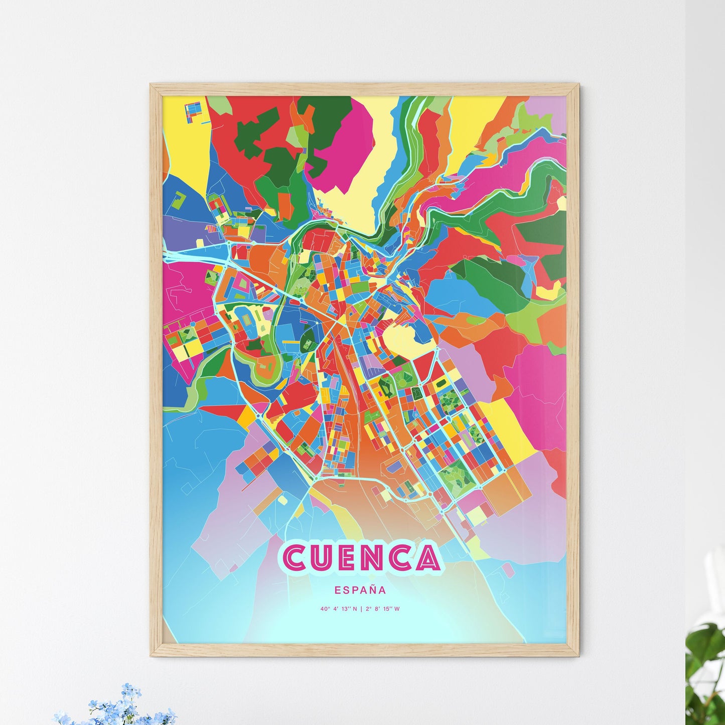 Colorful CUENCA SPAIN Fine Art Map Crazy Colors