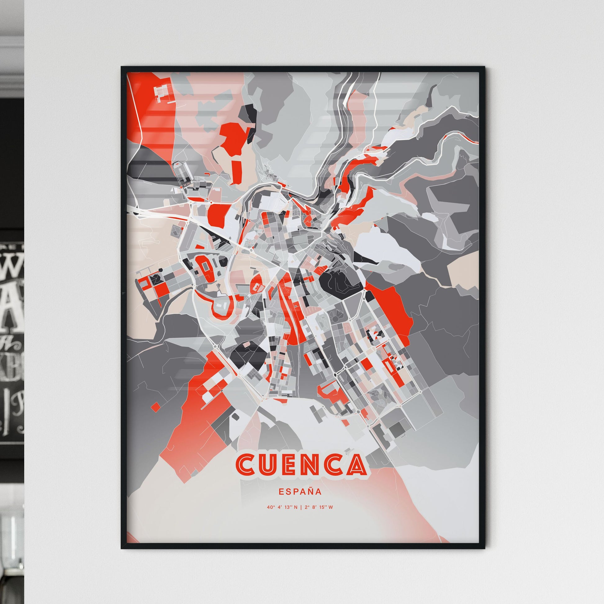 Colorful CUENCA SPAIN Fine Art Map Modern