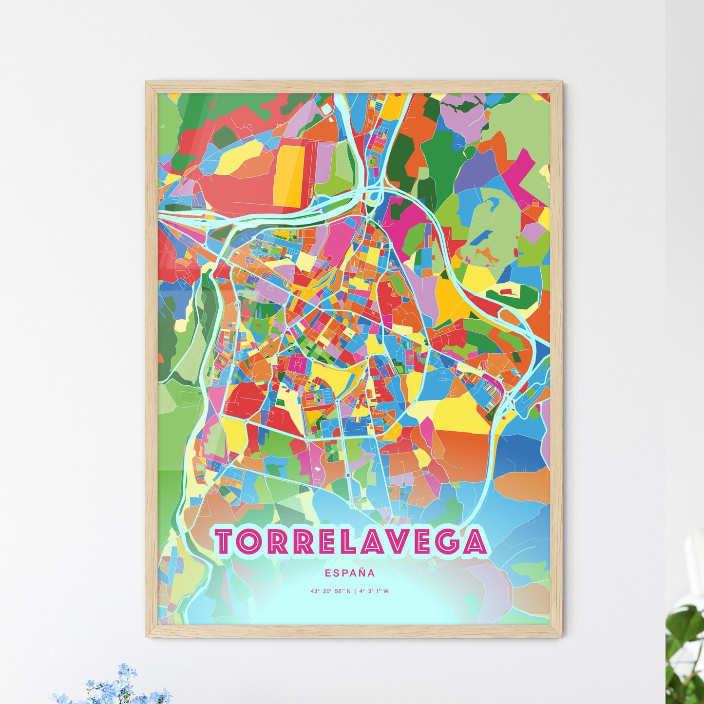Colorful TORRELAVEGA SPAIN Fine Art Map Crazy Colors