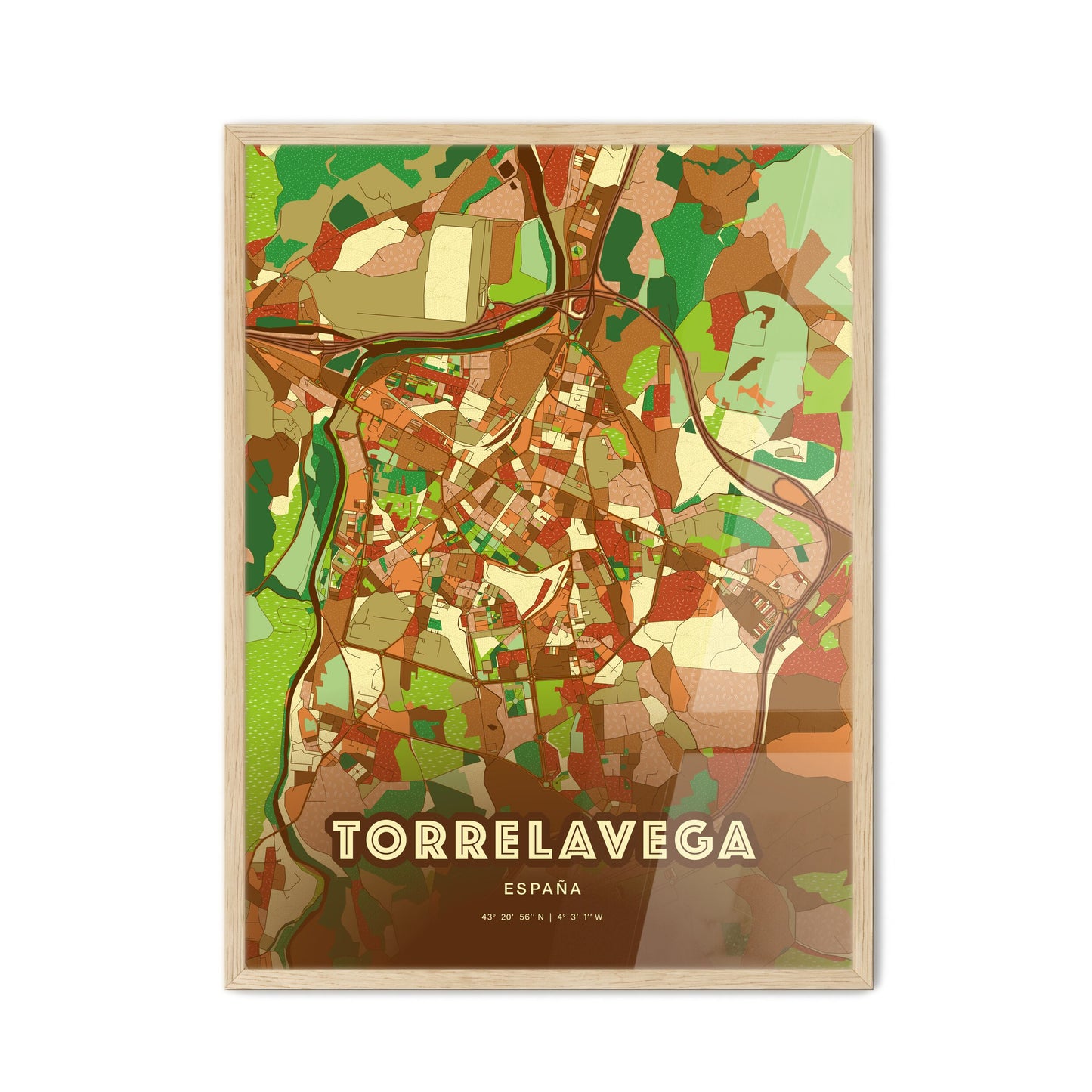 Colorful TORRELAVEGA SPAIN Fine Art Map Farmhouse