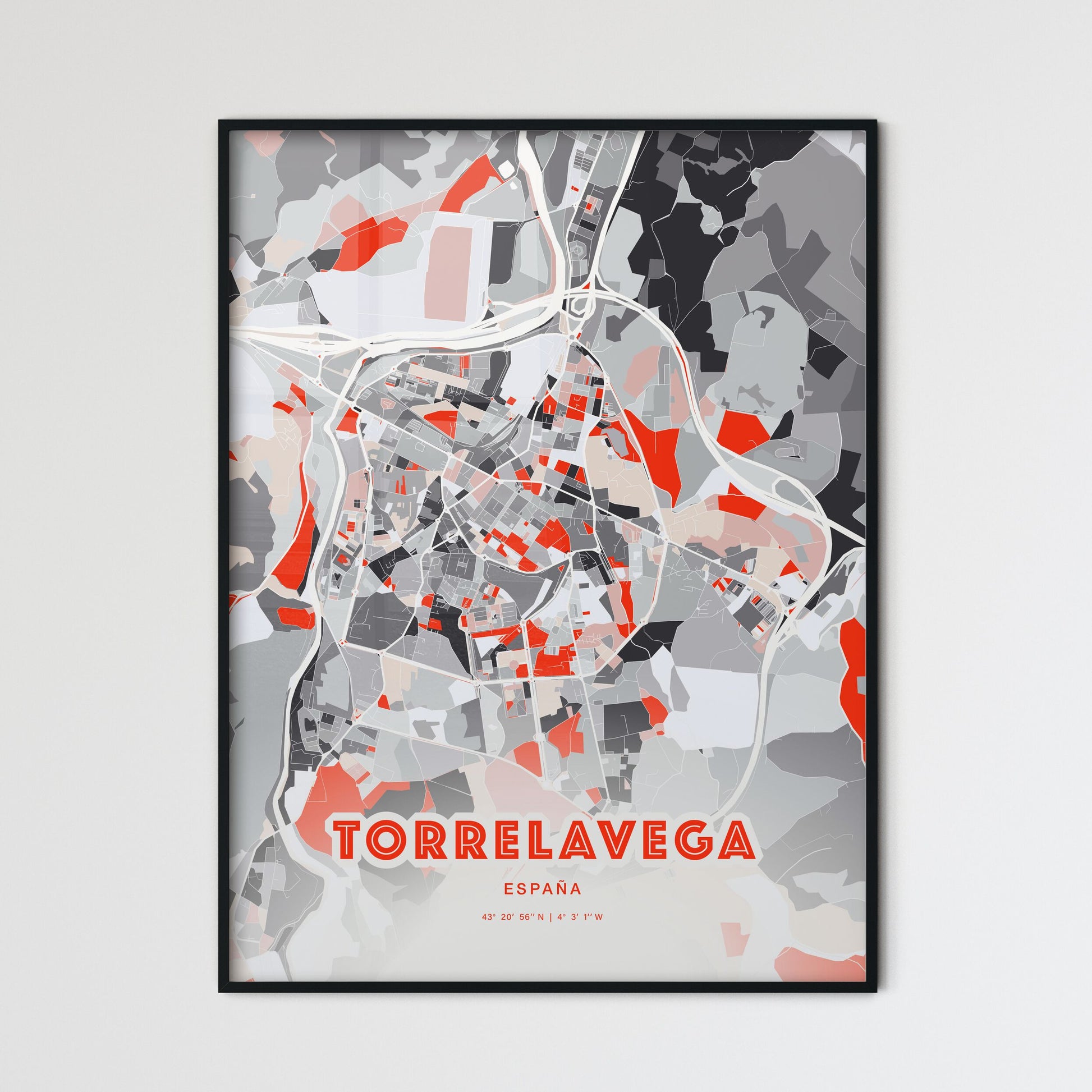 Colorful TORRELAVEGA SPAIN Fine Art Map Modern