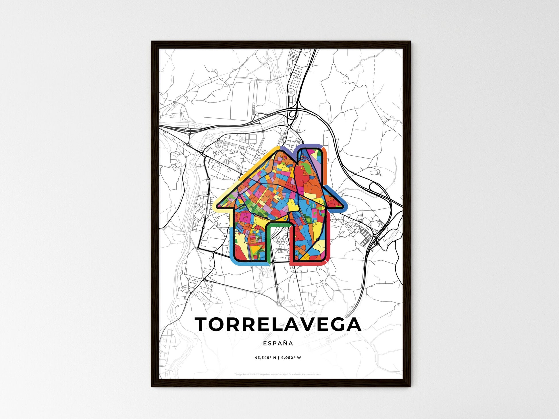 Torrelavega Spain wedding art map with home icon