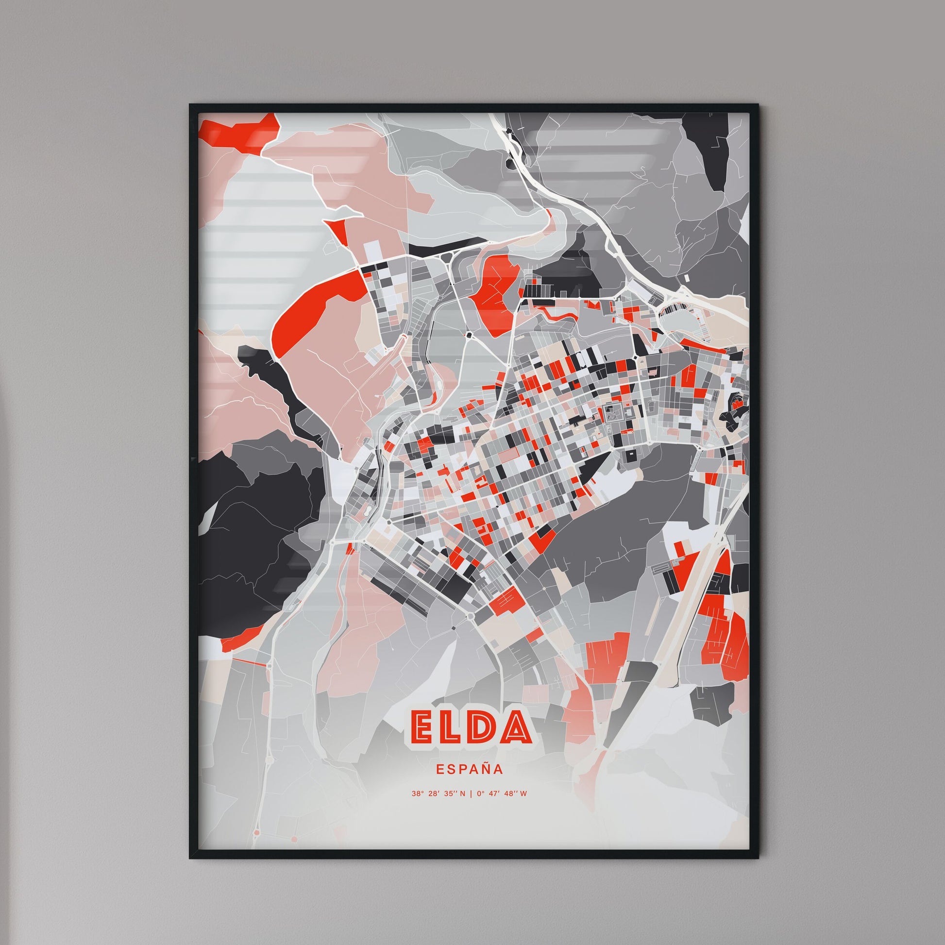 Colorful ELDA SPAIN Fine Art Map Modern