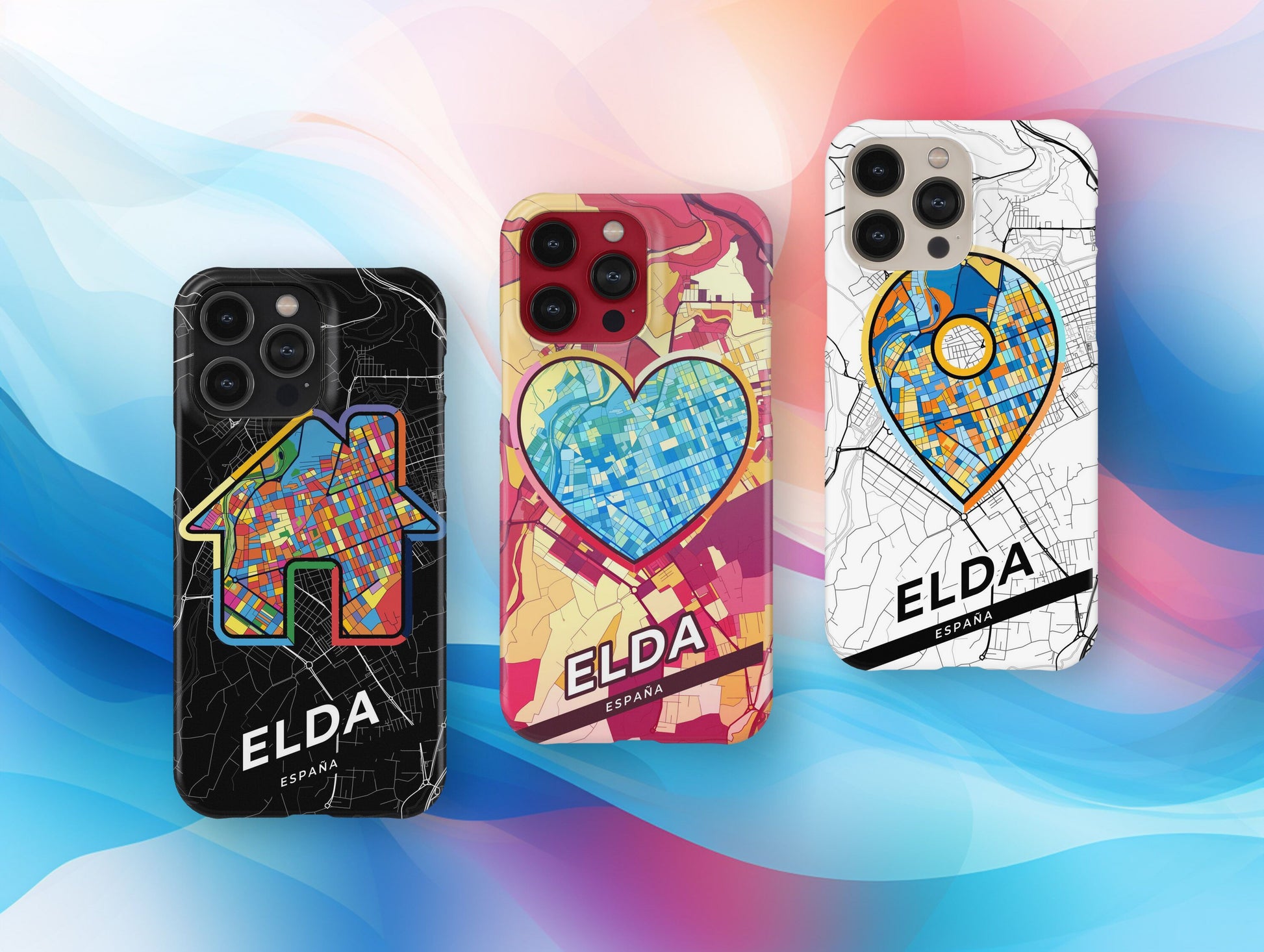 Elda Spain slim phone case with colorful icon. Birthday, wedding or housewarming gift. Couple match cases.