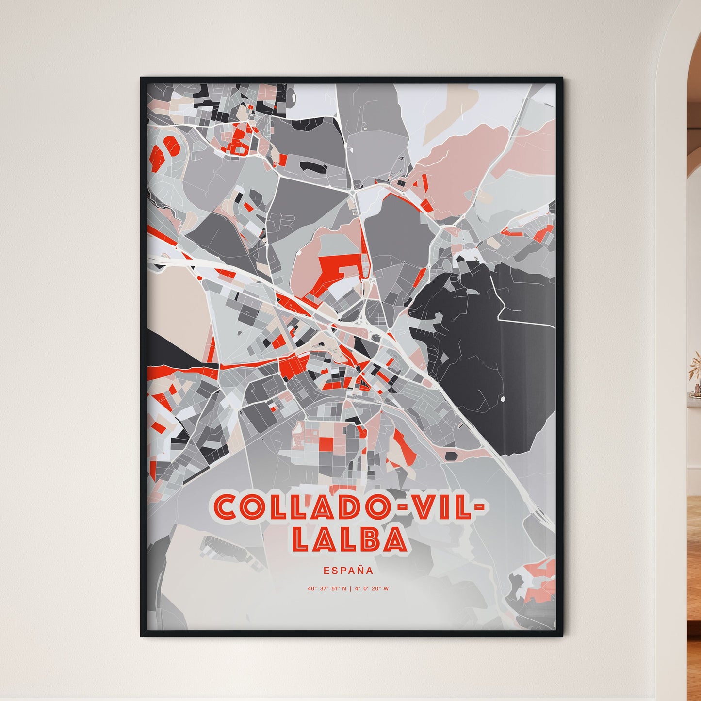 Colorful COLLADO-VILLALBA SPAIN Fine Art Map Modern