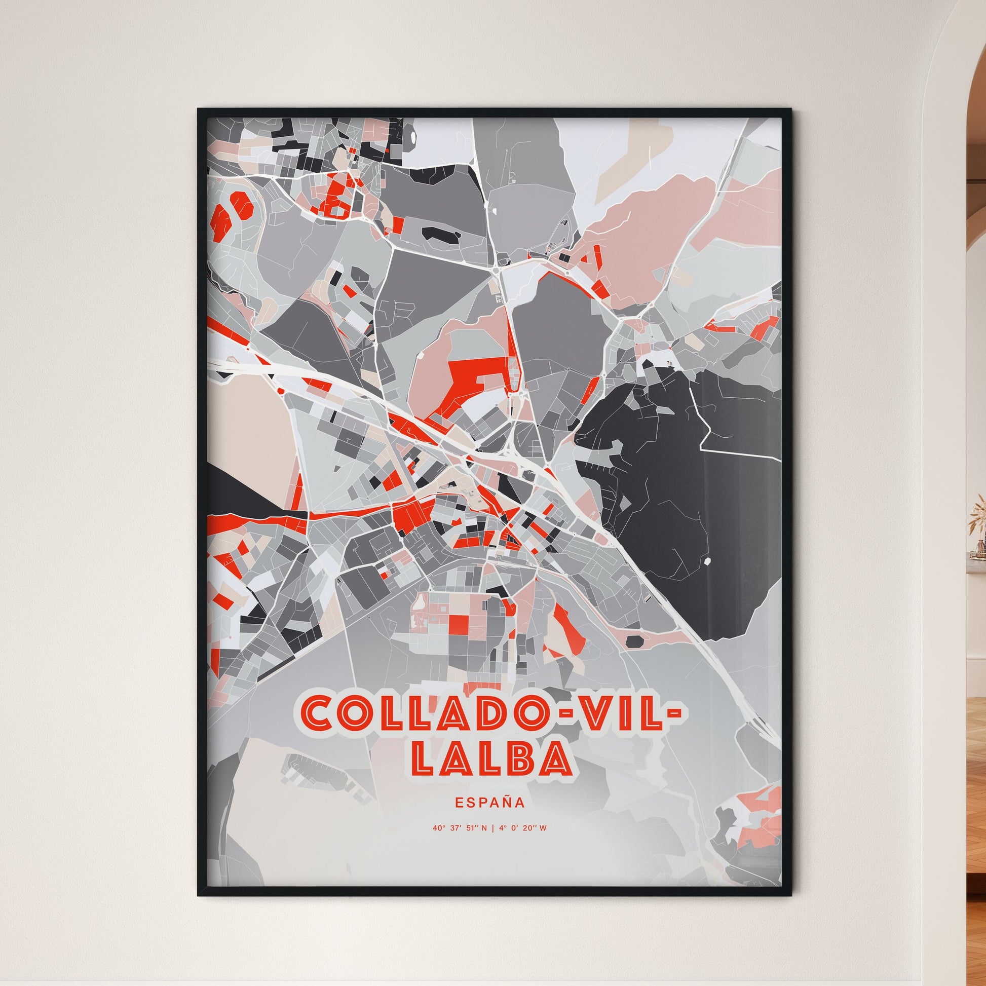 Colorful COLLADO-VILLALBA SPAIN Fine Art Map Modern