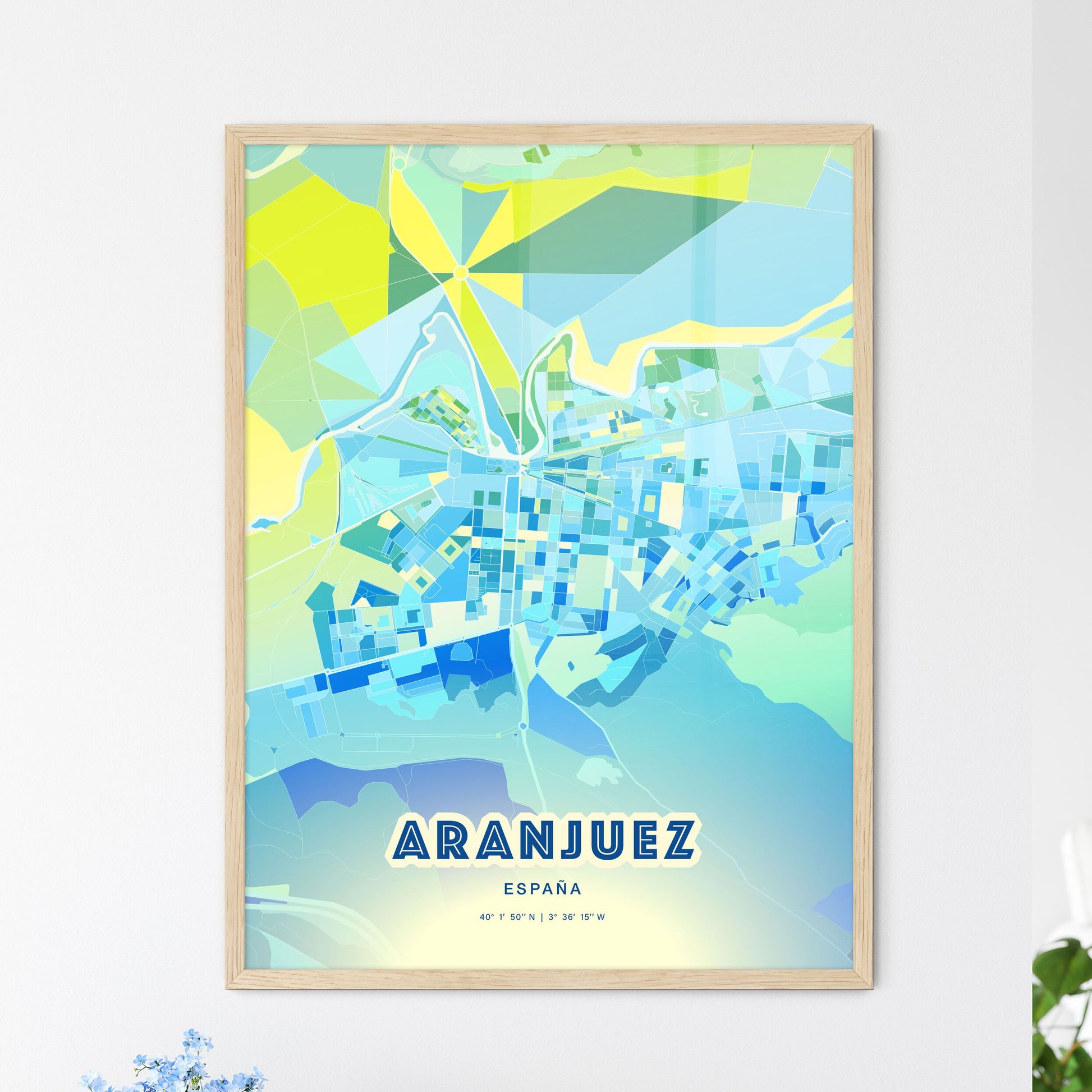 Colorful ARANJUEZ SPAIN Fine Art Map Cool Blue