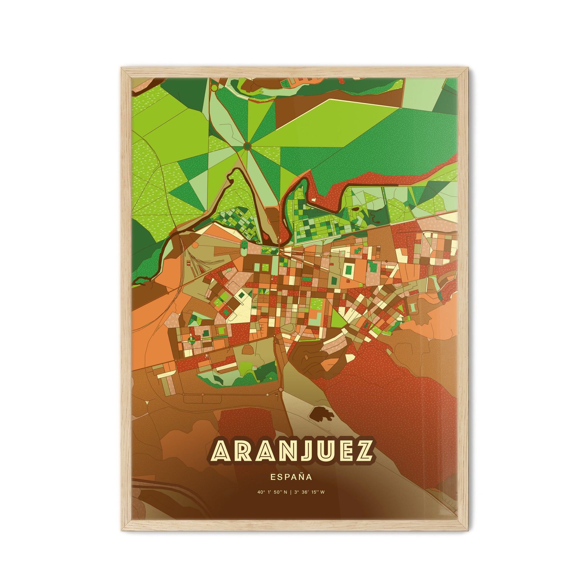 Colorful ARANJUEZ SPAIN Fine Art Map Farmhouse