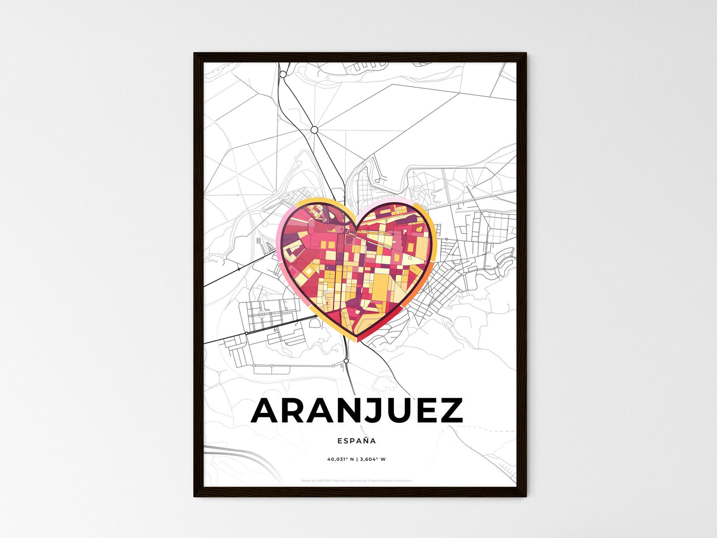 Aranjuez Spain wedding art map with heart icon