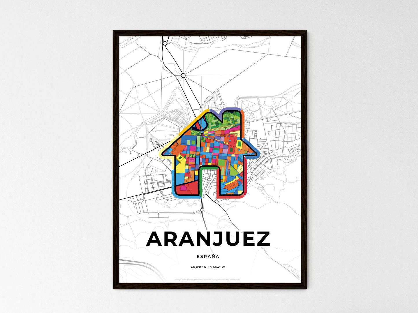 Aranjuez Spain wedding art map with home icon