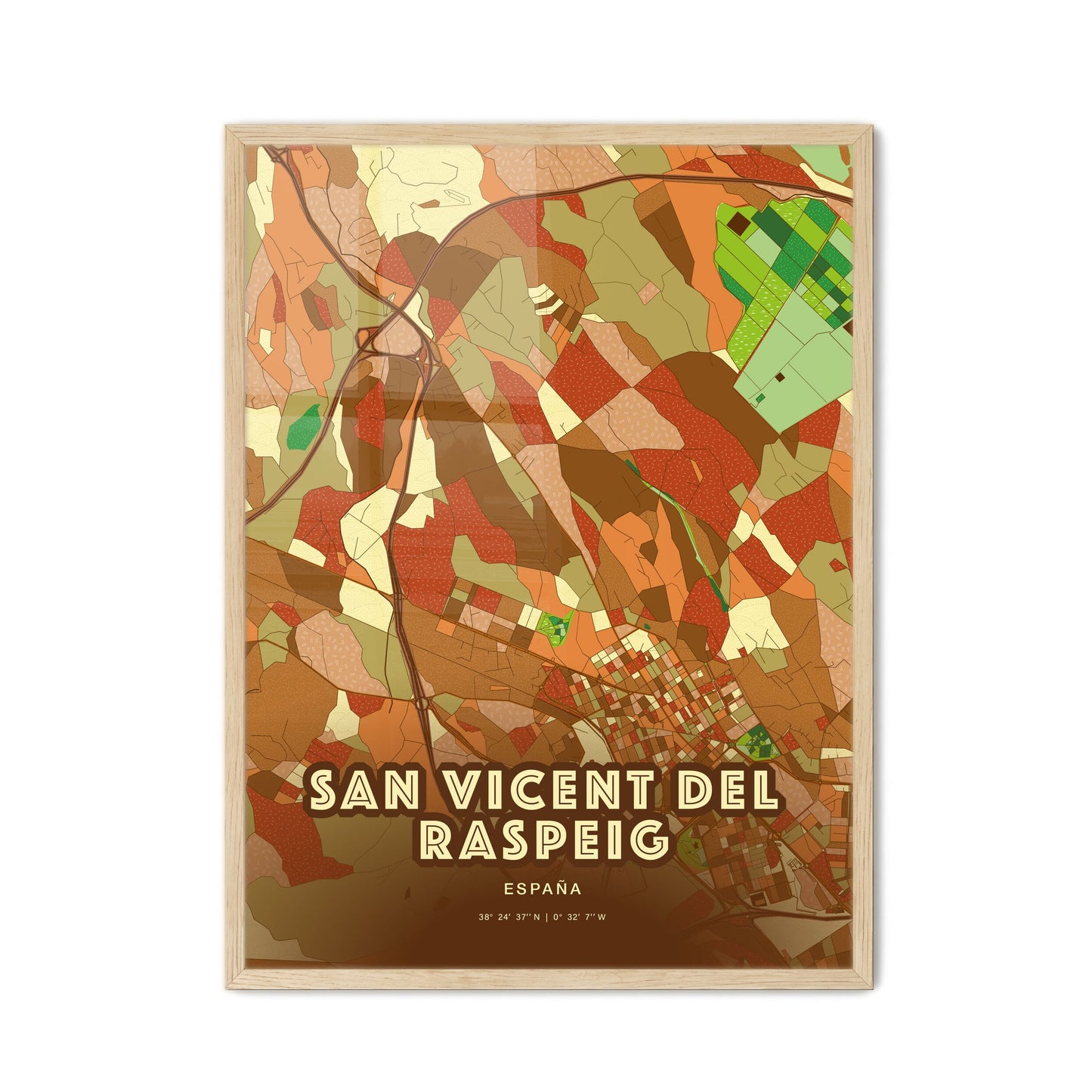 Colorful SAN VICENT DEL RASPEIG SPAIN Fine Art Map Farmhouse