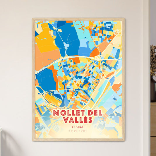 Colorful MOLLET DEL VALLÈS SPAIN Fine Art Map Blue Orange