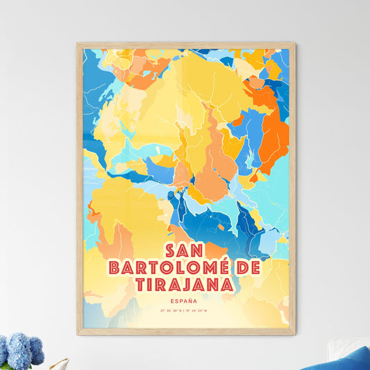 Colorful SAN BARTOLOMÉ DE TIRAJANA SPAIN Fine Art Map Blue Orange