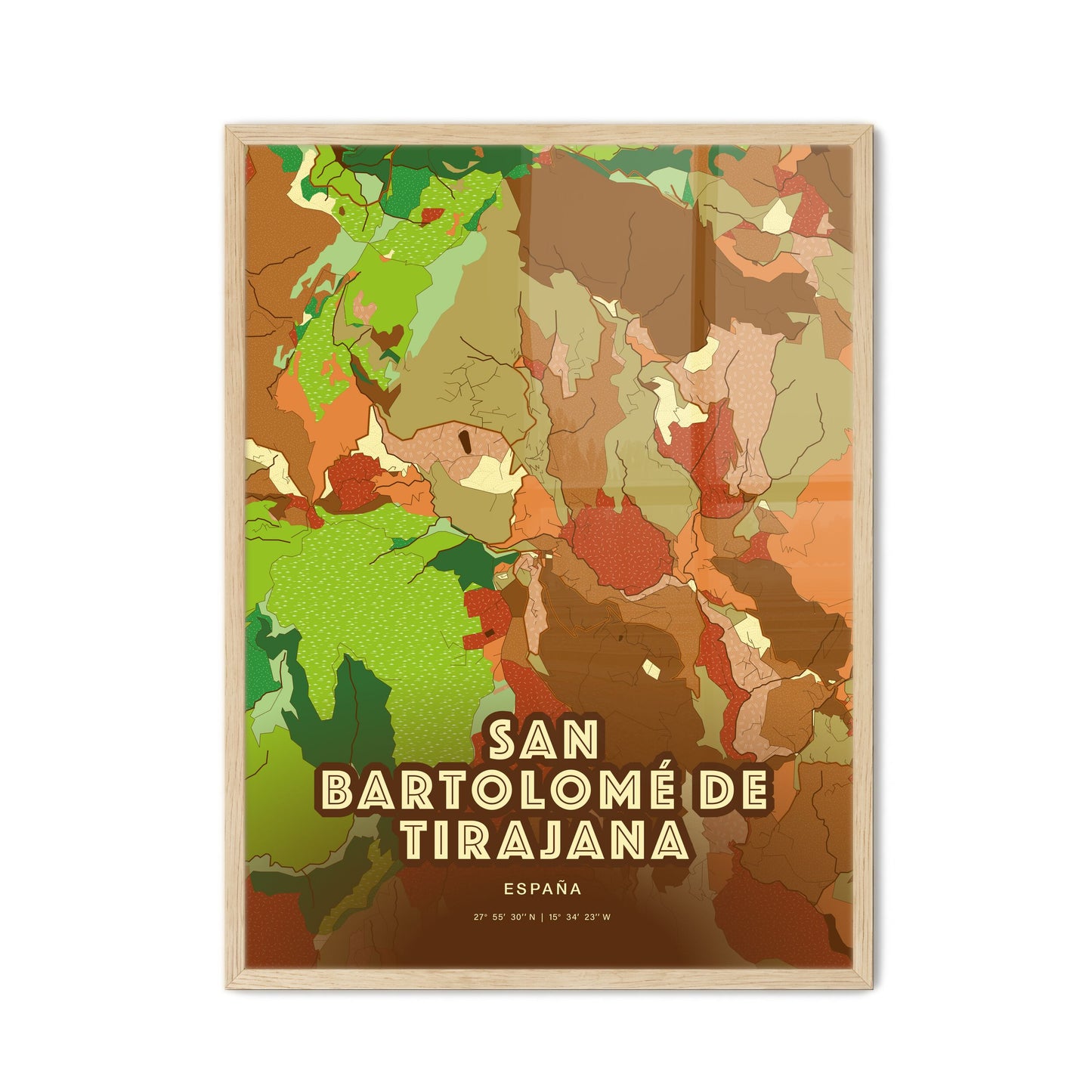 Colorful SAN BARTOLOMÉ DE TIRAJANA SPAIN Fine Art Map Farmhouse