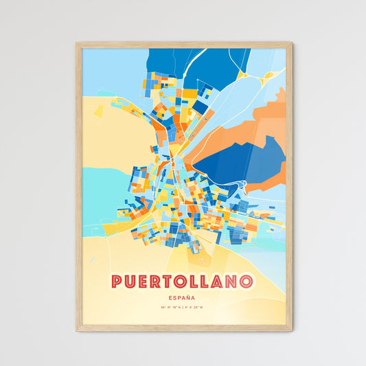 Colorful PUERTOLLANO SPAIN Fine Art Map Blue Orange