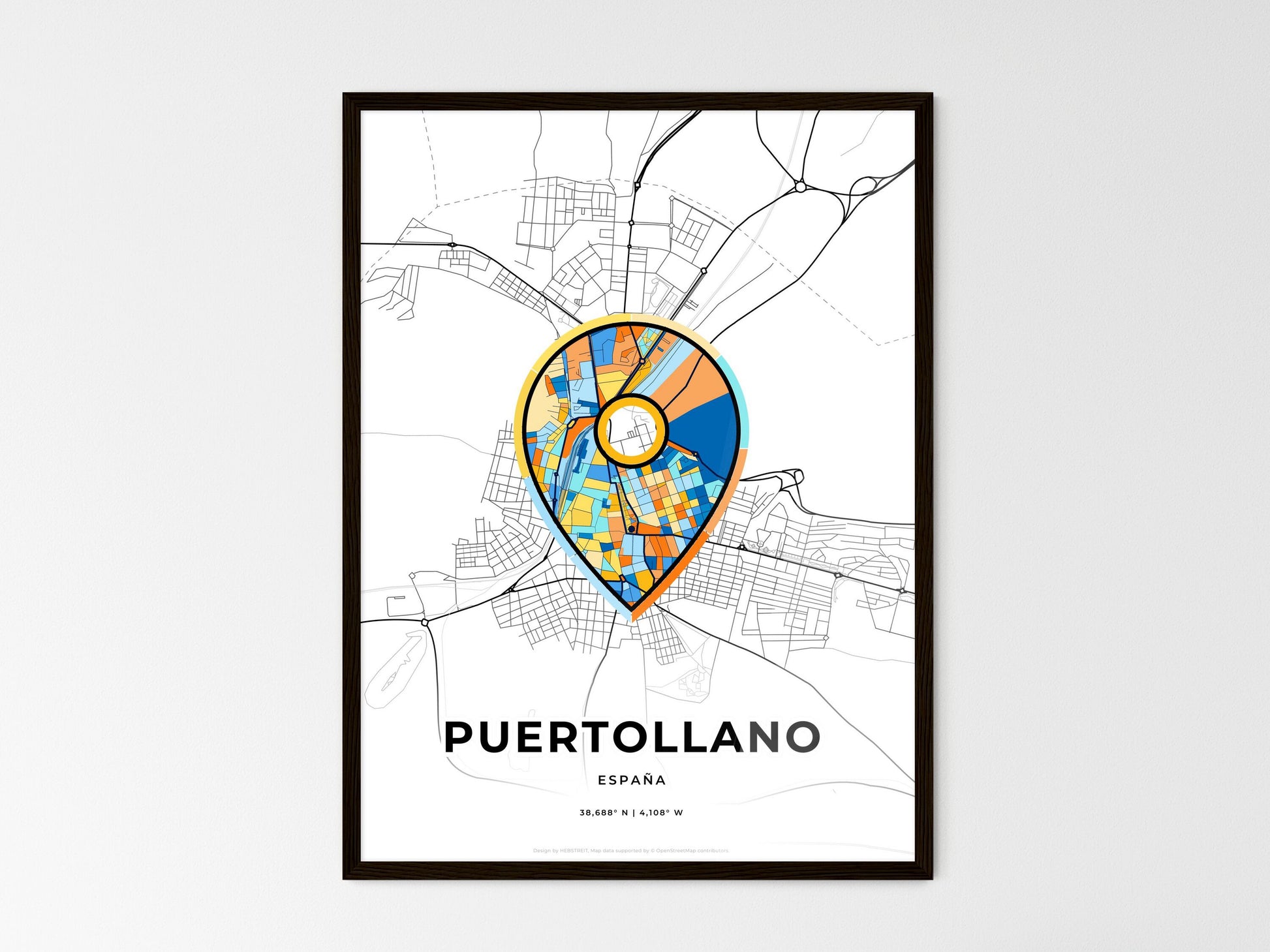 Puertollano Spain wedding art map with pointer icon