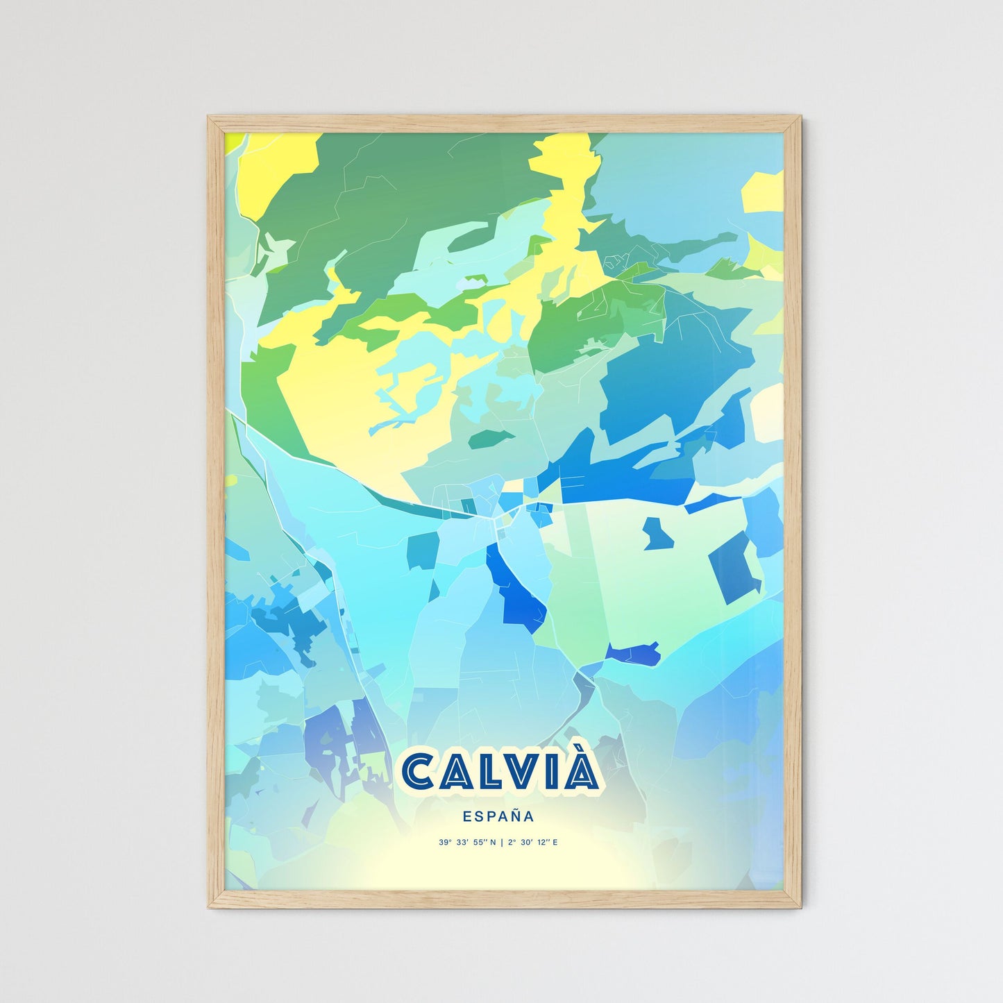 Colorful CALVIÀ SPAIN Fine Art Map Cool Blue