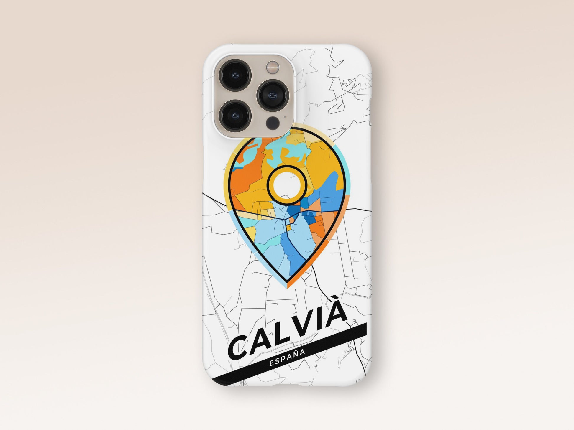 Calvià Spain slim phone case with colorful icon. Birthday, wedding or housewarming gift. Couple match cases. 1