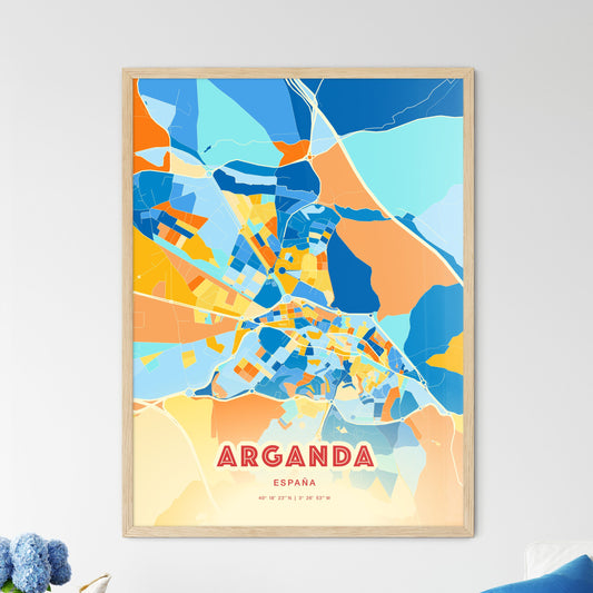 Colorful ARGANDA SPAIN Fine Art Map Blue Orange