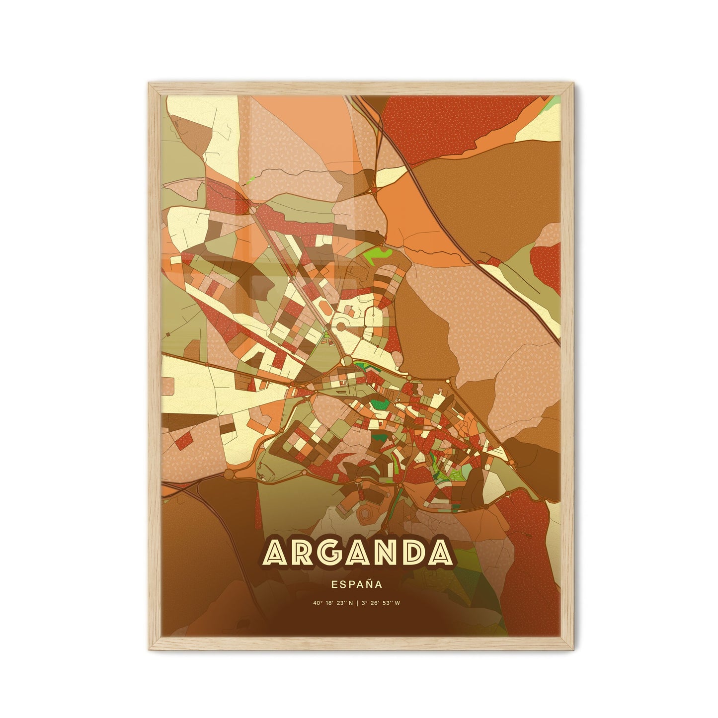 Colorful ARGANDA SPAIN Fine Art Map Farmhouse