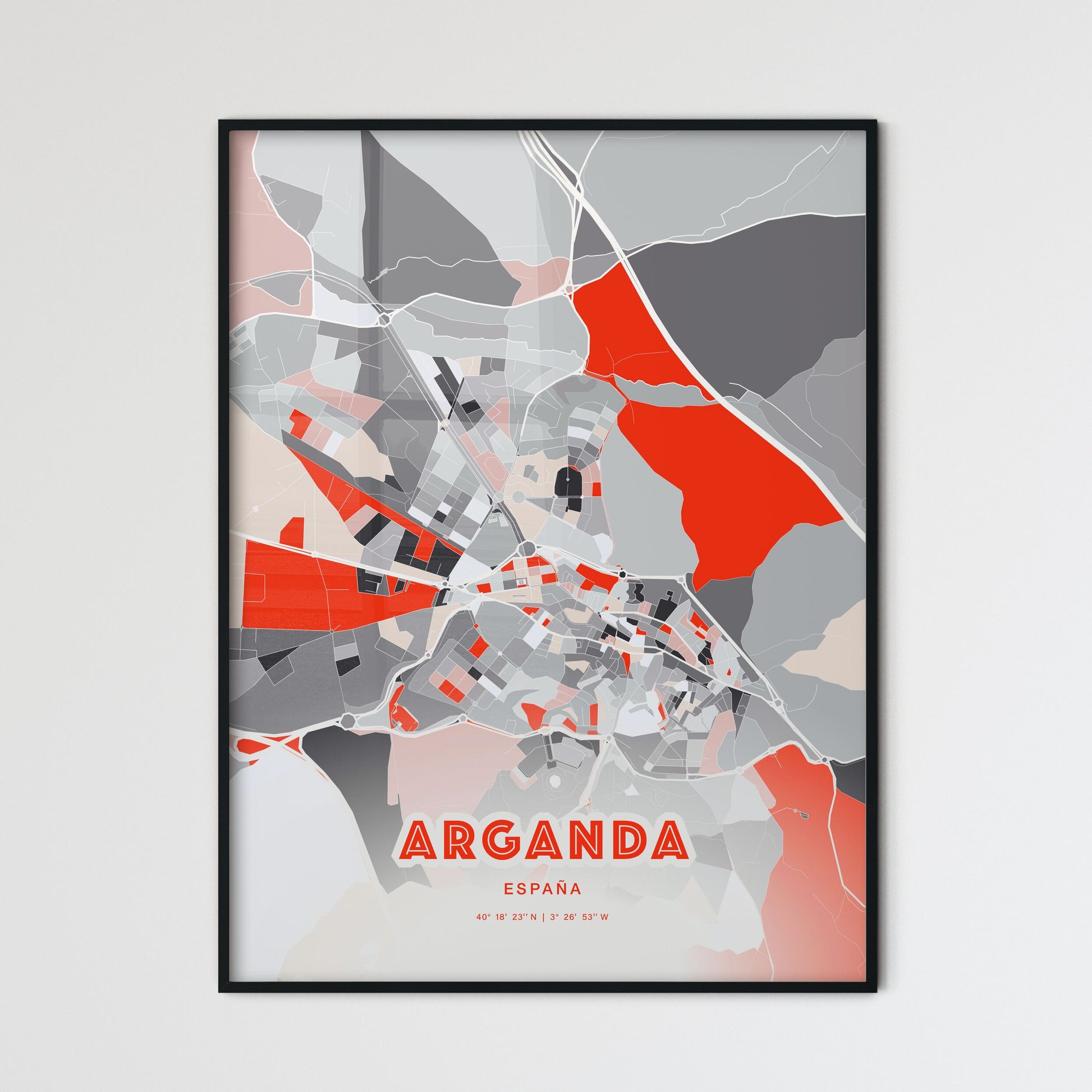 Colorful ARGANDA SPAIN Fine Art Map Modern