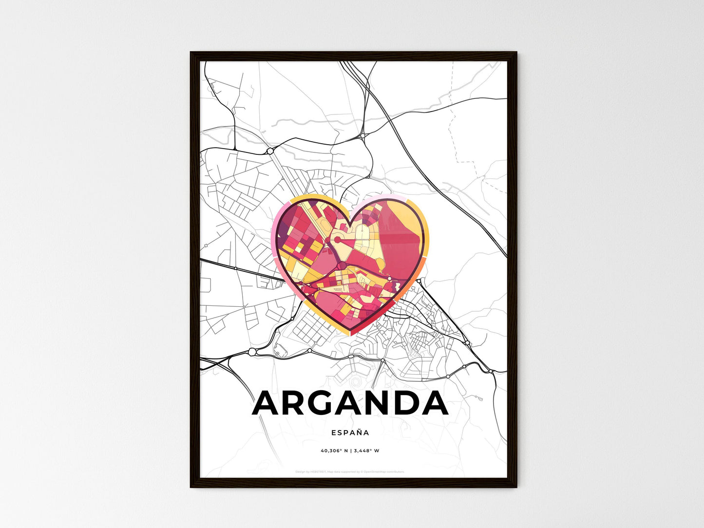 ARGANDA SPAIN minimal art map with a colorful icon. Where it all began, Couple map gift. Style 2