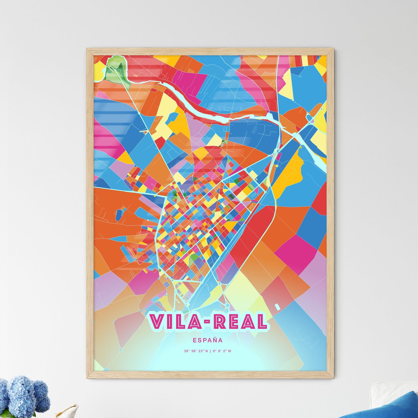 Colorful VILA-REAL SPAIN Fine Art Map Crazy Colors