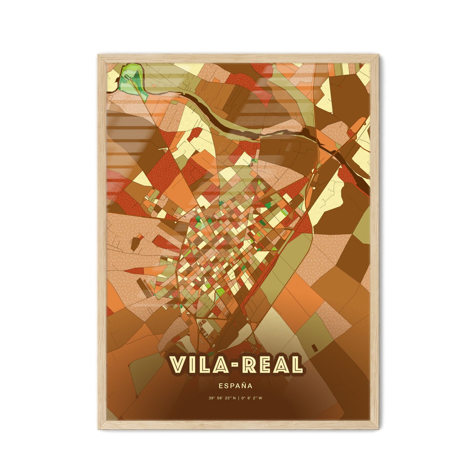 Colorful VILA-REAL SPAIN Fine Art Map Farmhouse