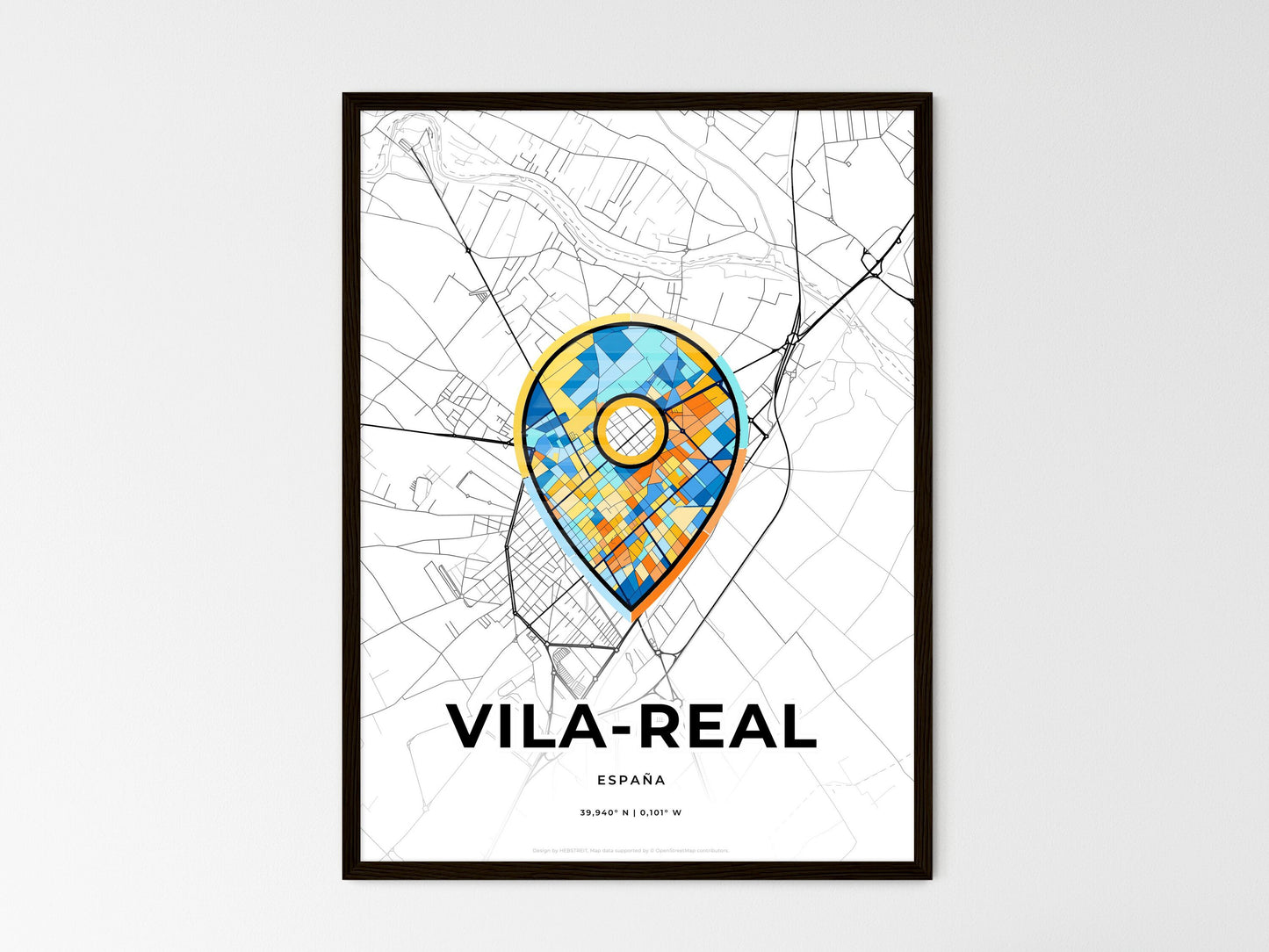 Vila-Real Spain wedding art map with pointer icon