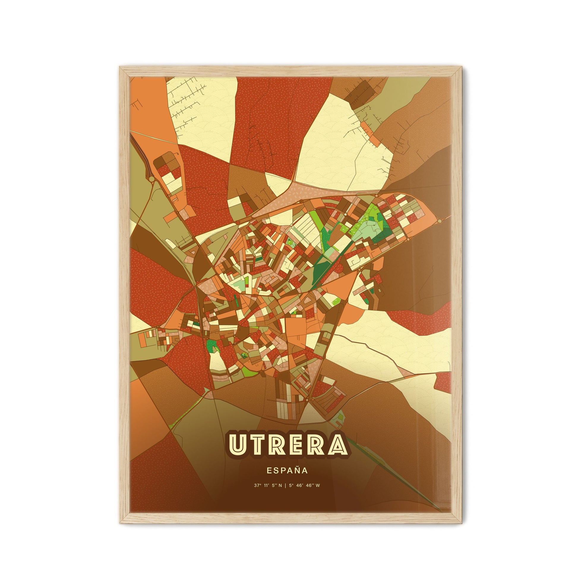 Colorful UTRERA SPAIN Fine Art Map Farmhouse