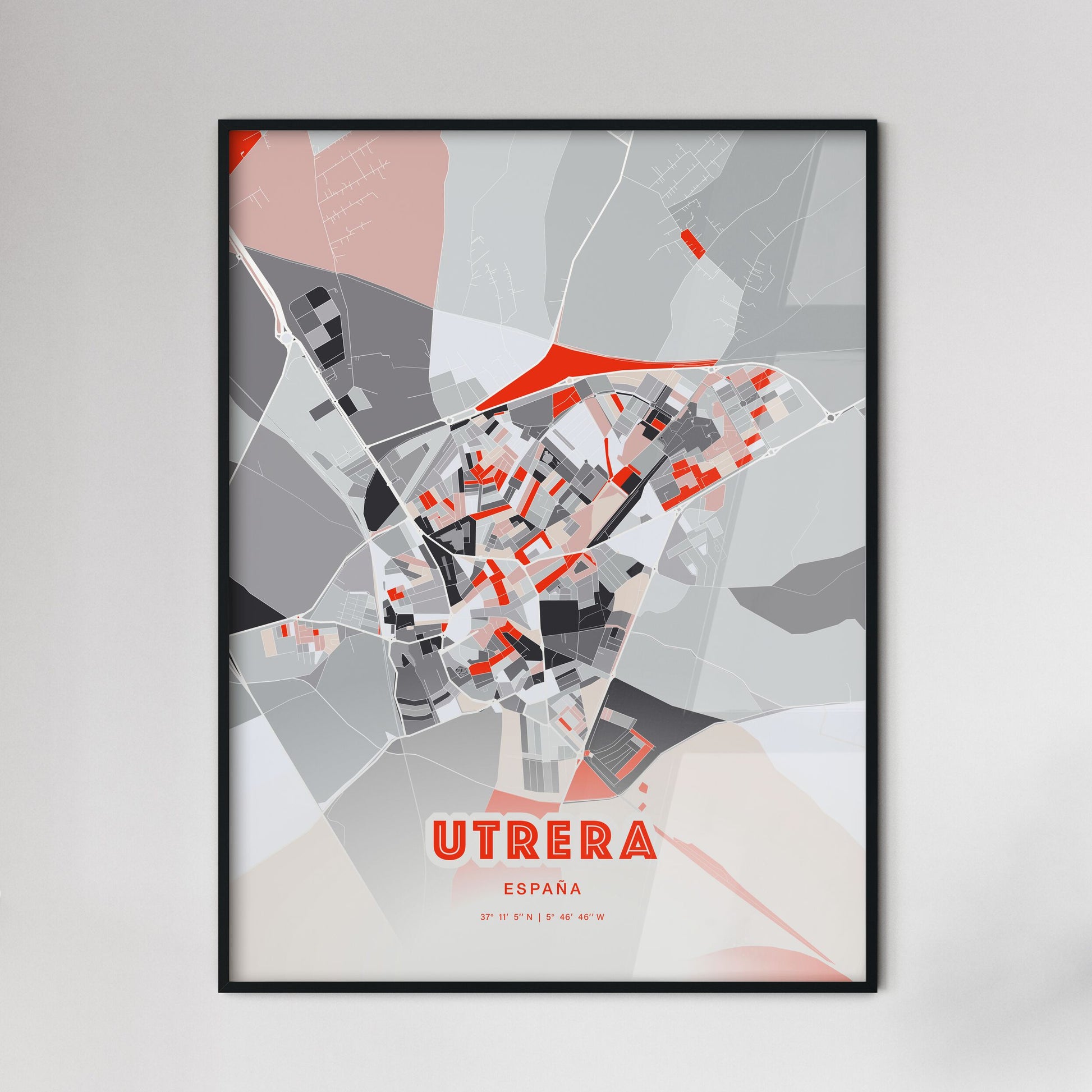 Colorful UTRERA SPAIN Fine Art Map Modern