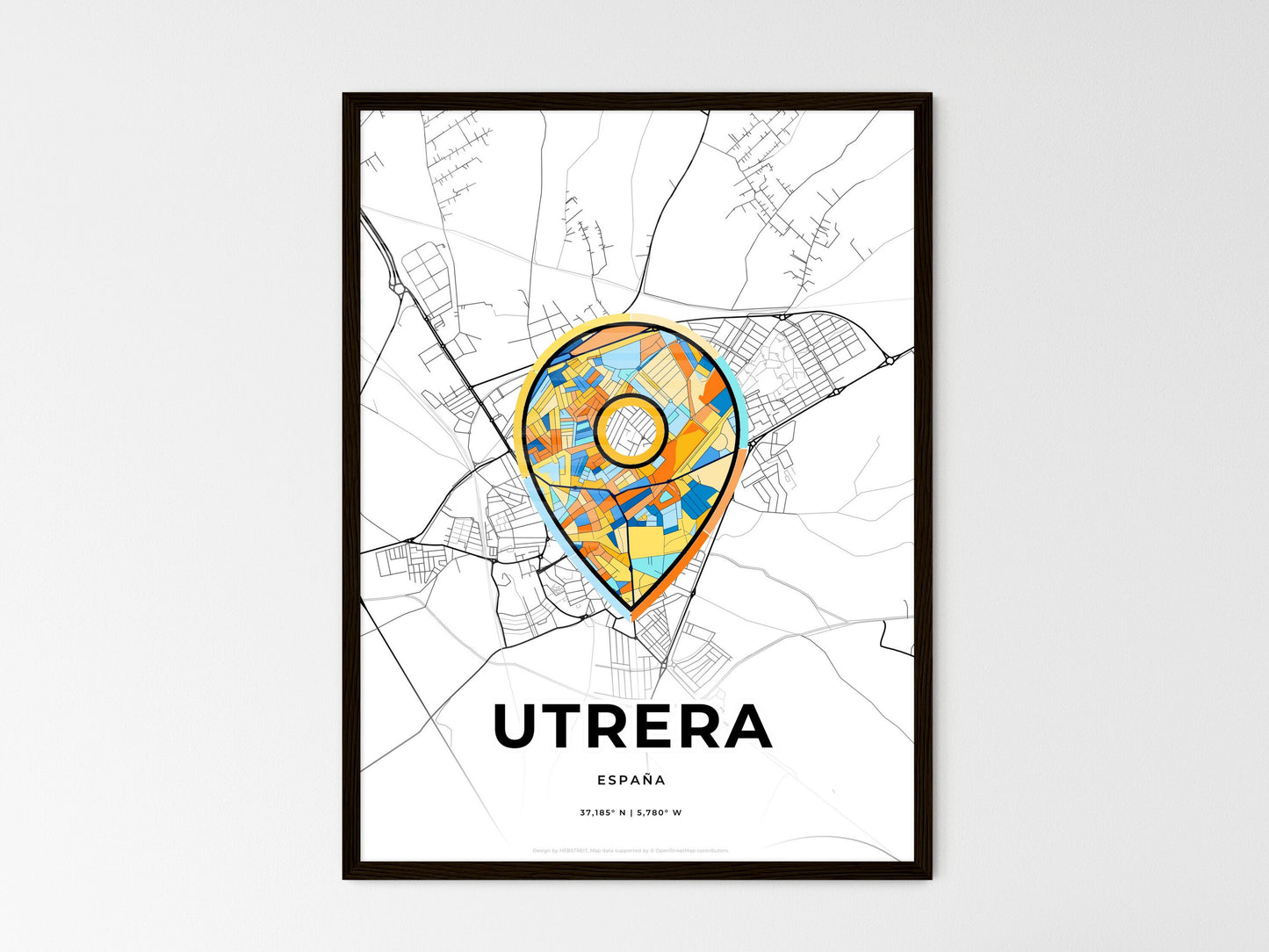 Utrera Spain wedding art map with pointer icon