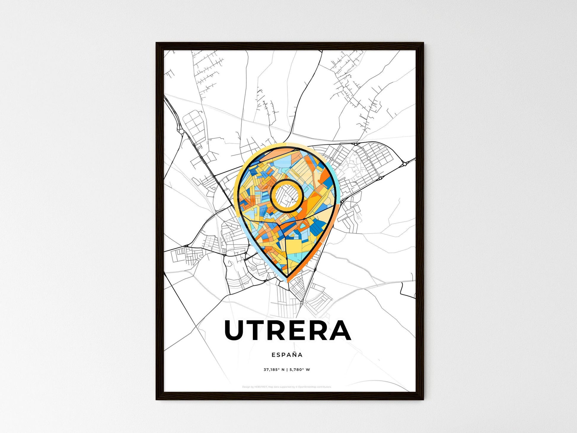 Utrera Spain wedding art map with pointer icon