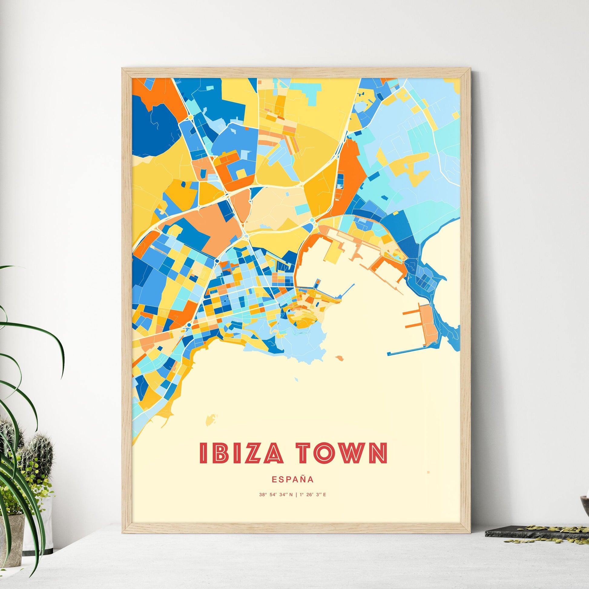 Colorful Ibiza Town Spain Fine Art Print Blue Orange