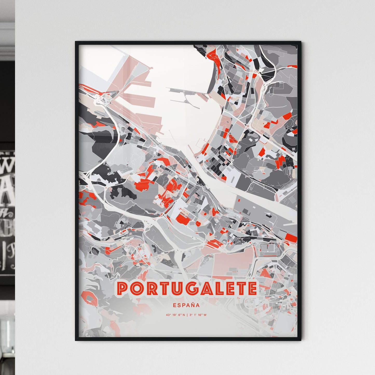 Colorful PORTUGALETE SPAIN Fine Art Map Modern