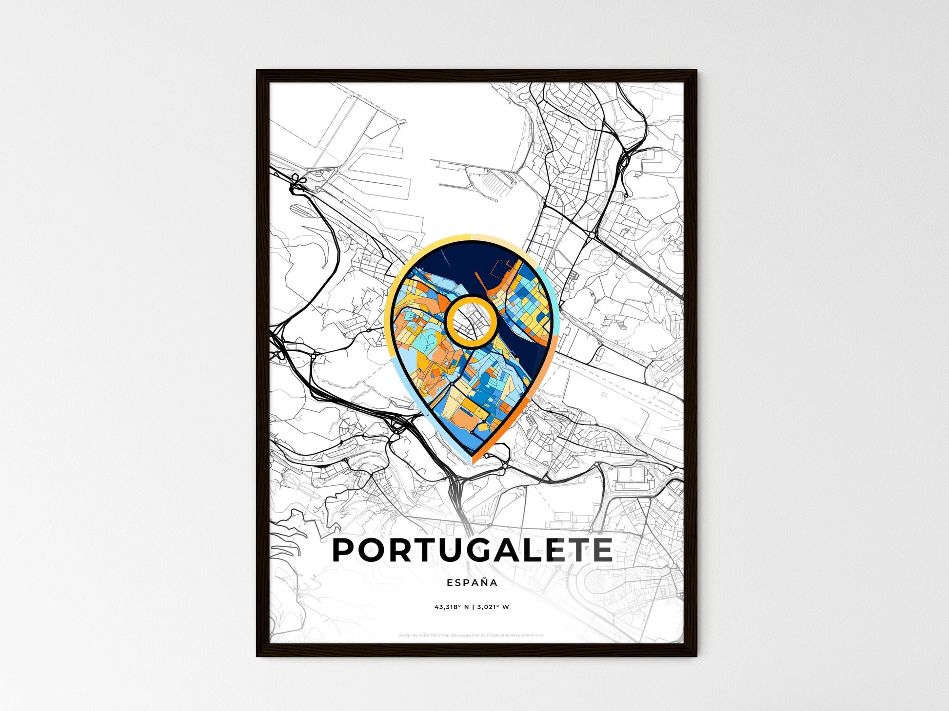 Portugalete Spain wedding art map with pointer icon