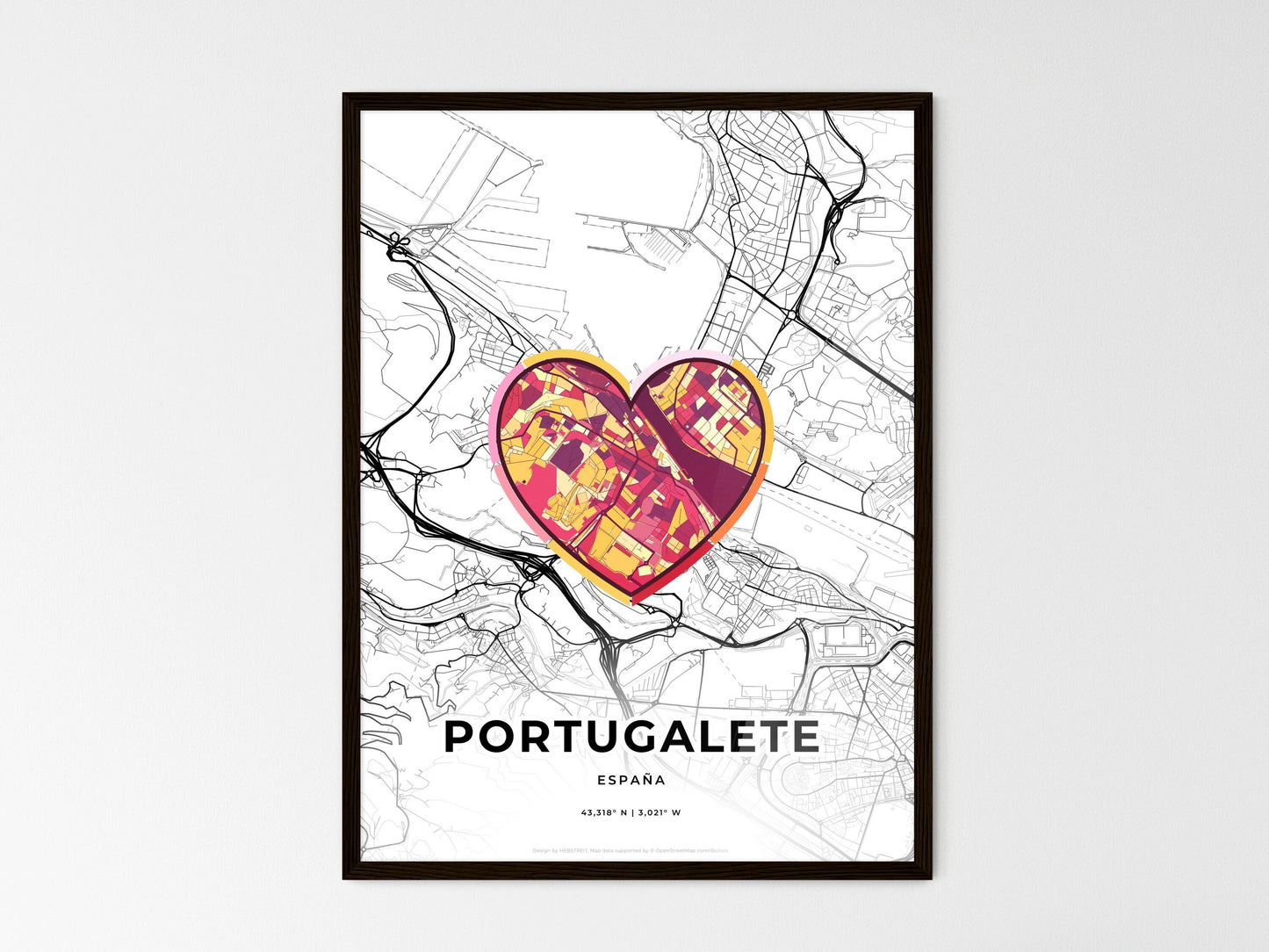 Portugalete Spain wedding art map with heart icon