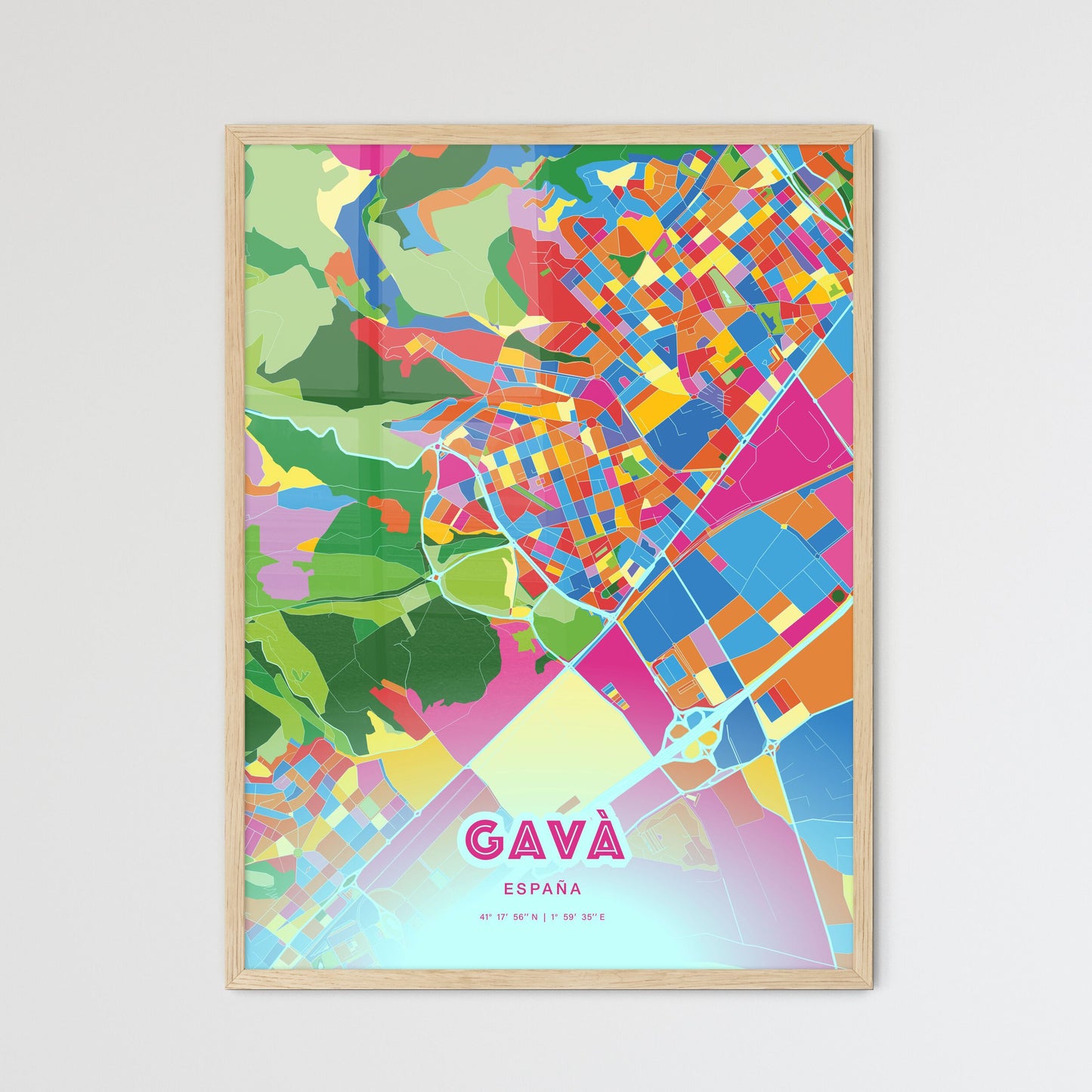 Colorful GAVÀ SPAIN Fine Art Map Crazy Colors