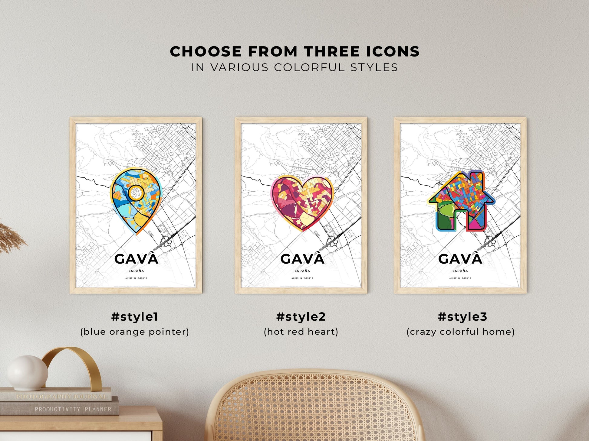 Gavà Spain maps with colorful icons