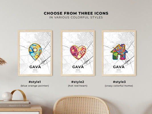 Gavà Spain maps with colorful icons