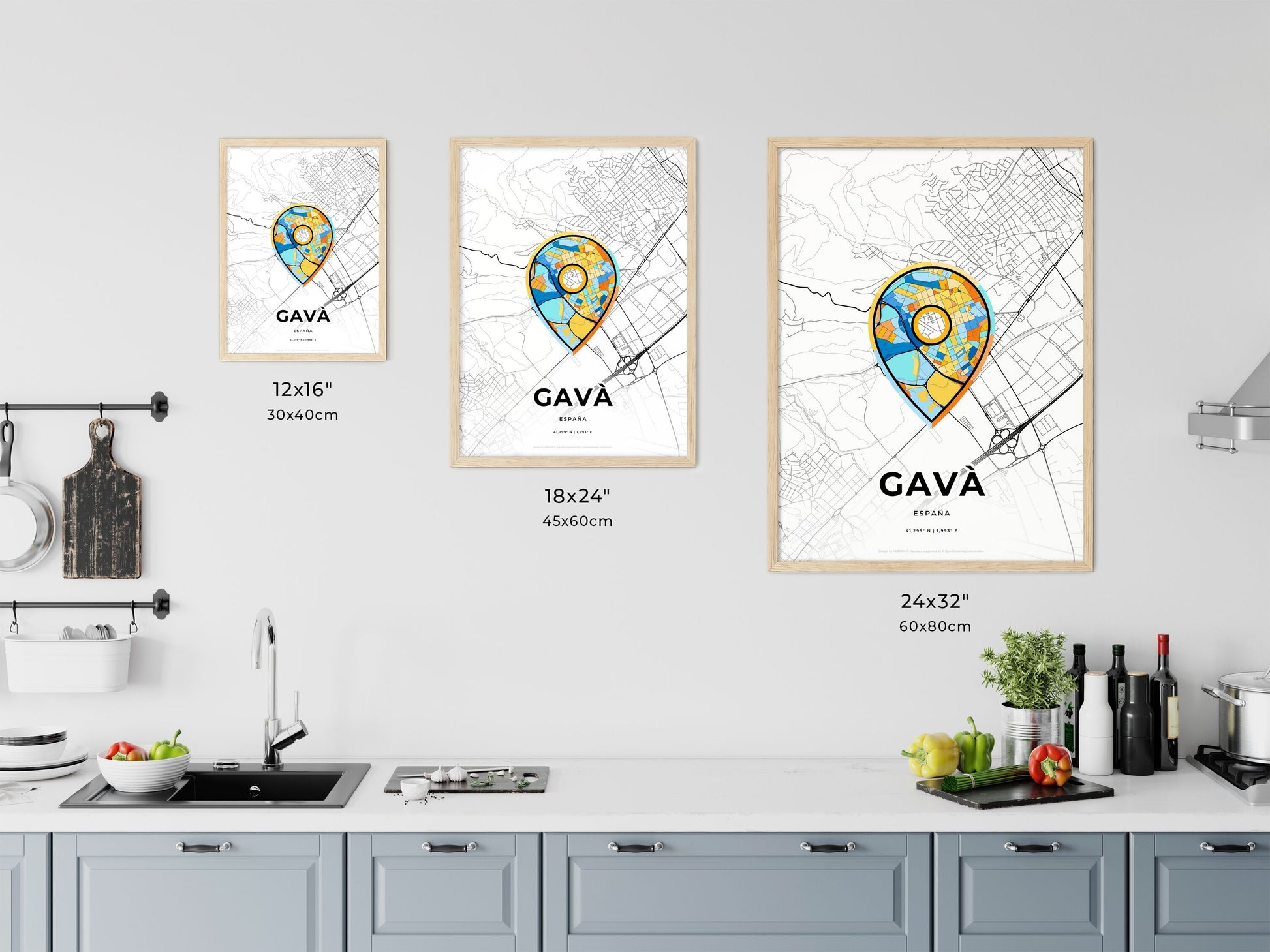 Gavà Spain art map size chart