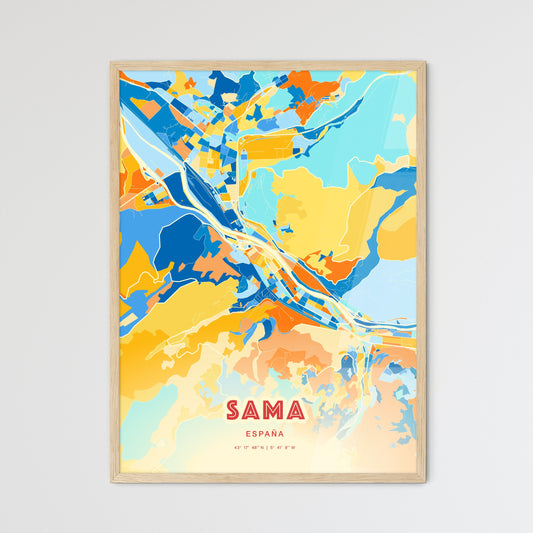 Colorful SAMA SPAIN Fine Art Map Blue Orange