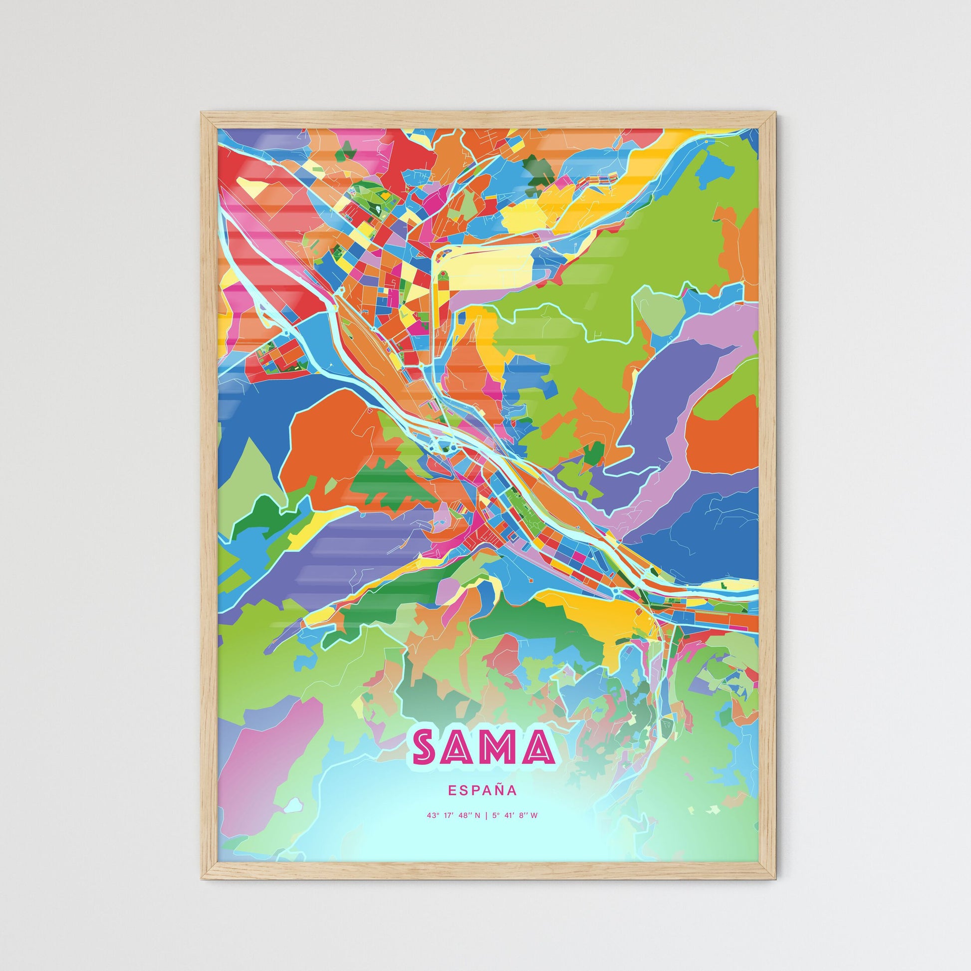 Colorful SAMA SPAIN Fine Art Map Crazy Colors