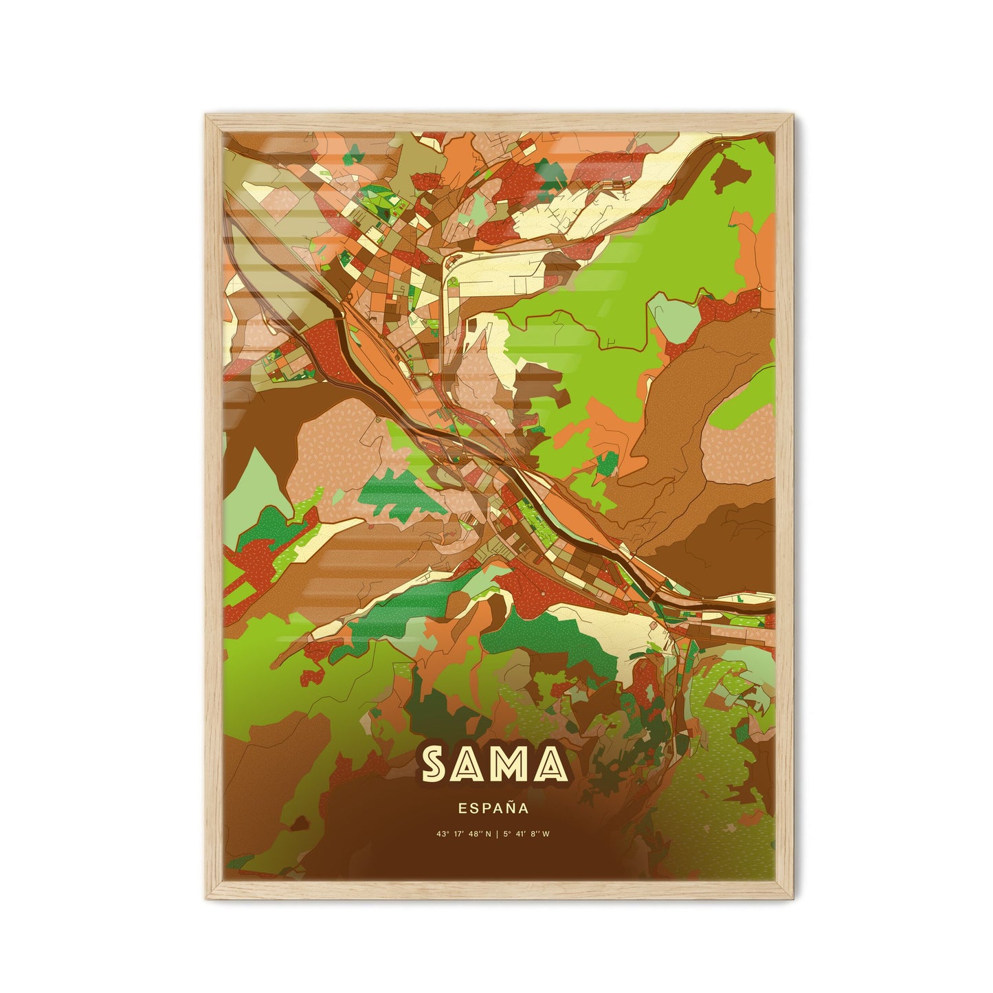 Colorful SAMA SPAIN Fine Art Map Farmhouse