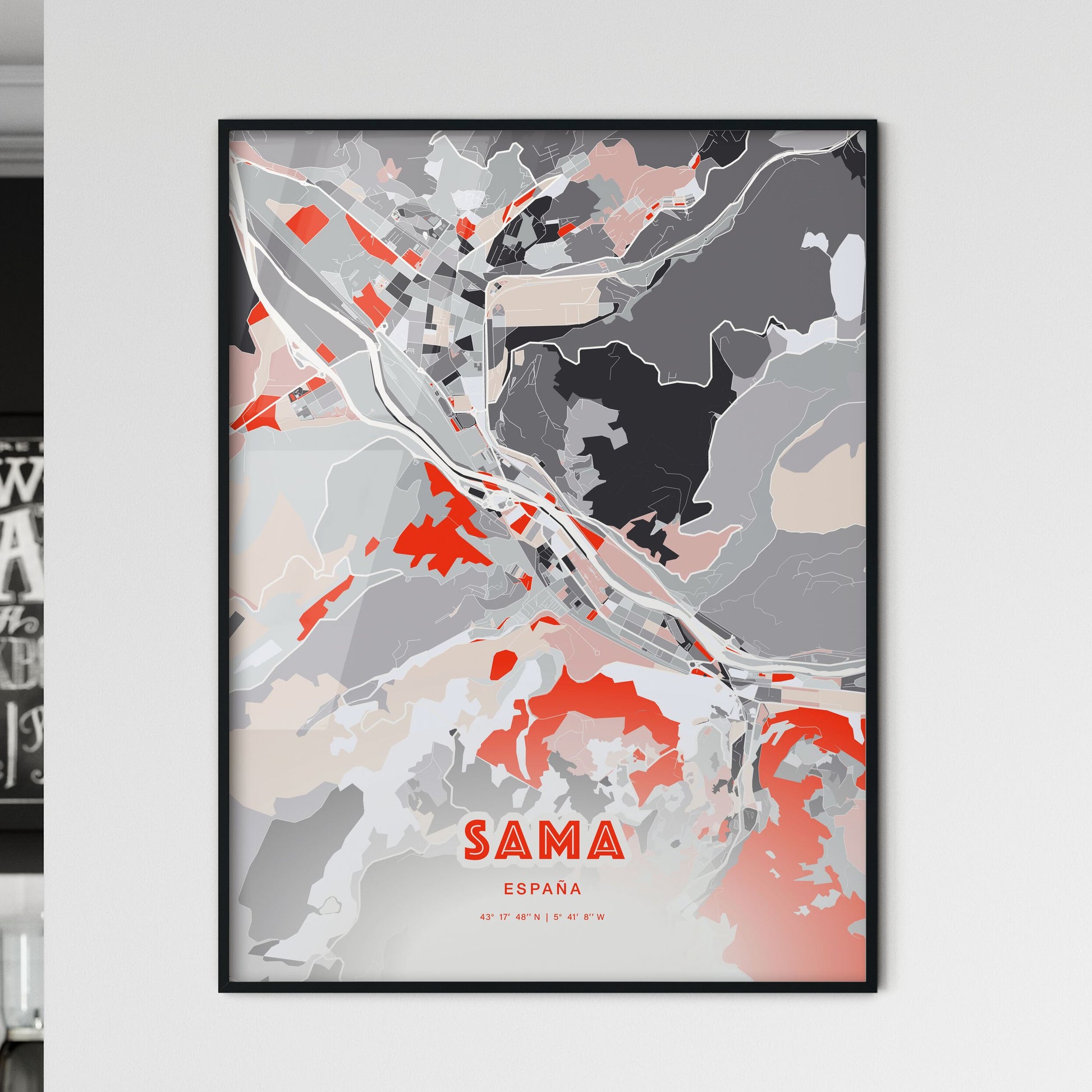 Colorful SAMA SPAIN Fine Art Map Modern